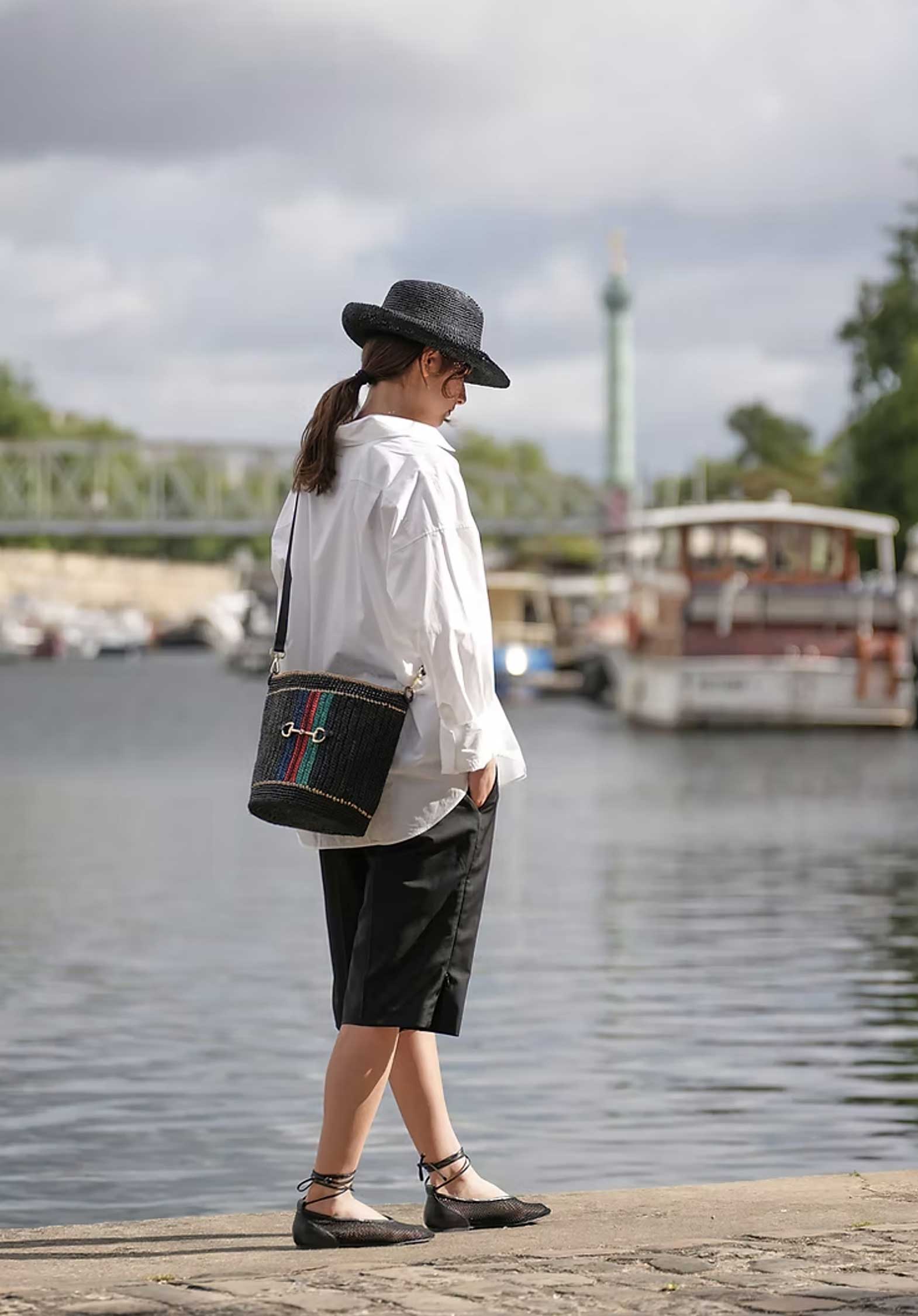 A Point Etc | Raffia Soa Tote - Noir Raye Stripe Noir-Raye-It