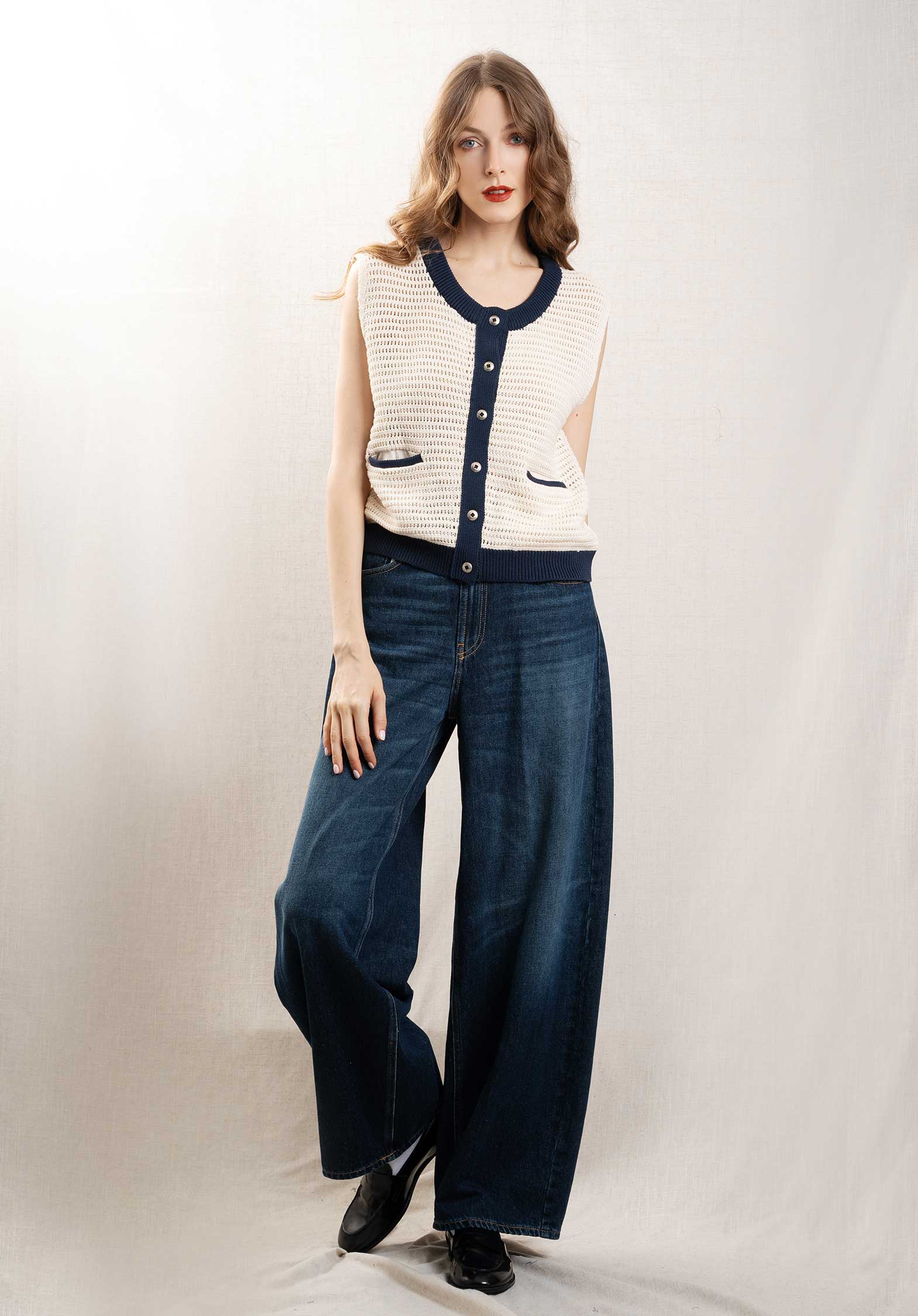 Alix of Bohemia | Ilias Captain Cropped Cotton Gilet - White - Image 4