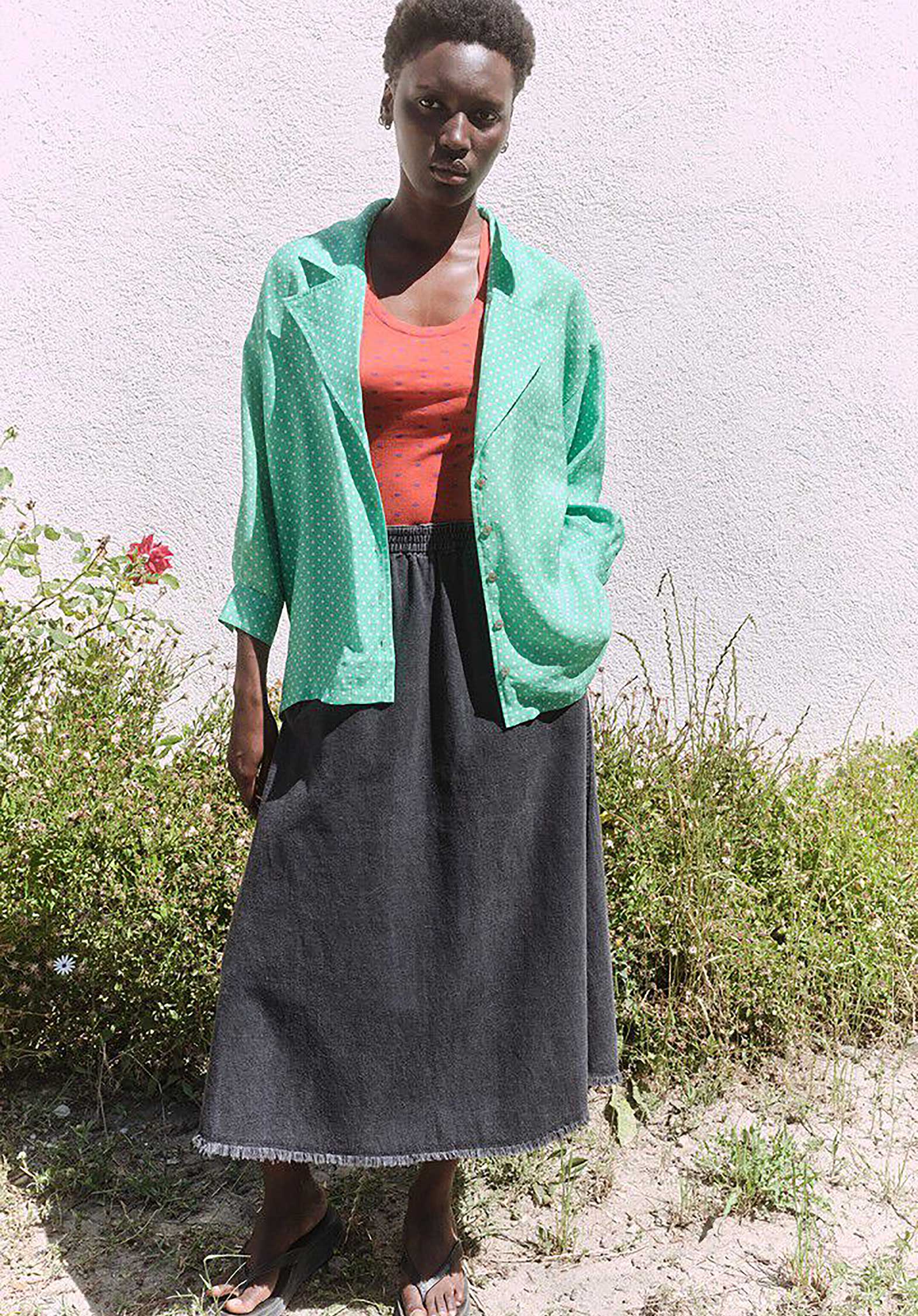 American Vintage | Jazy Long Denim Skirt - Faded Black - Image 3