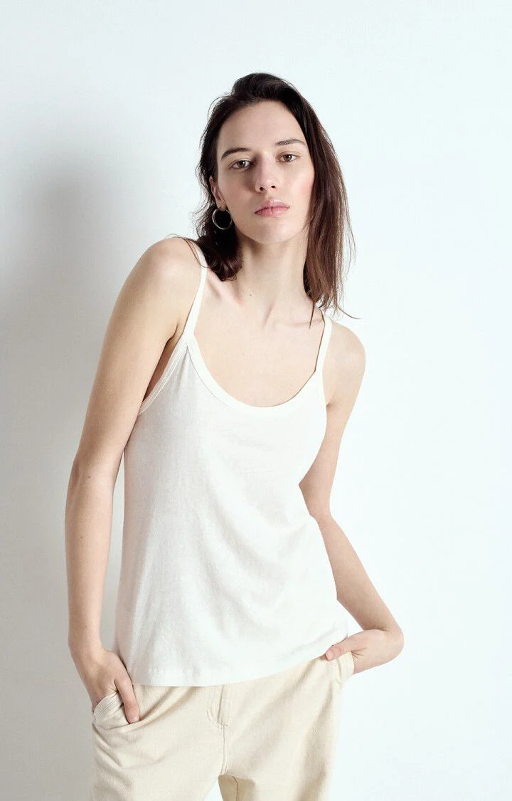 American Vintage | Fine-Strap Tank Top - Peach Skin Cotton Blanc