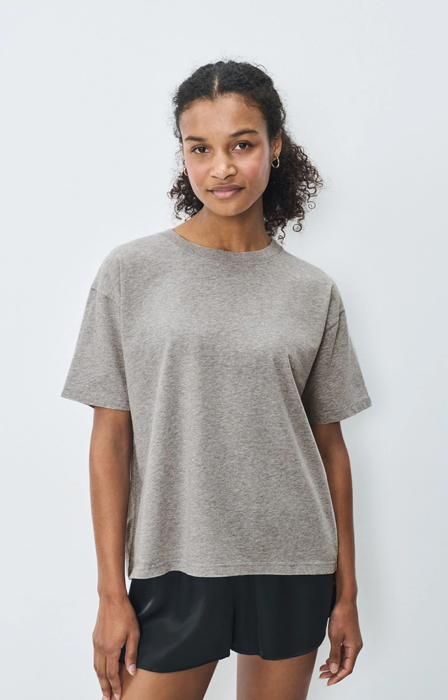 American Vintage | Heathered Grey Cotton T-Shirt - Relaxed Fit