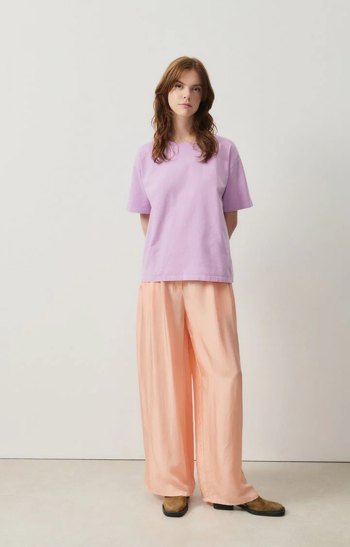 American Vintage | Soft Cotton Crew Tee in Violet Parme-Vintage