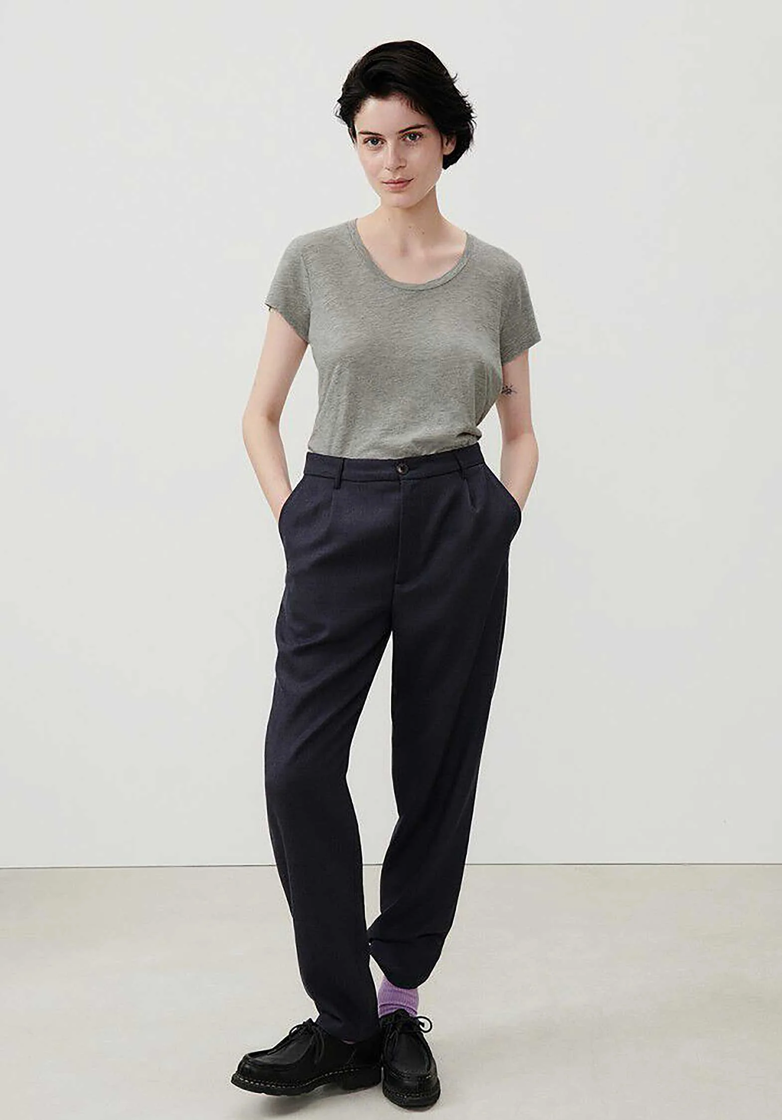 American Vintage | Jacksonville Scoop-Neck T-Shirt - Grey Marl - Image 2