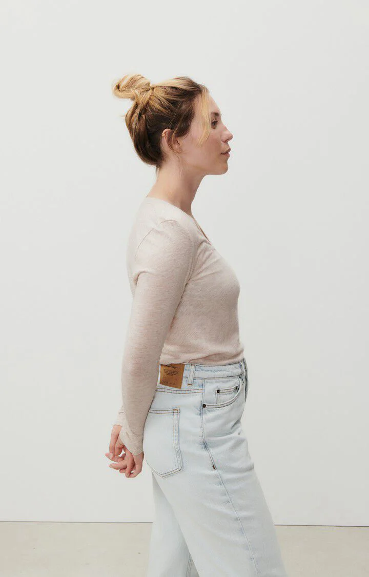 American Vintage | Jacksonville Long-Sleeved T-Shirt - Cream Chine Creme-Chine - Image 5