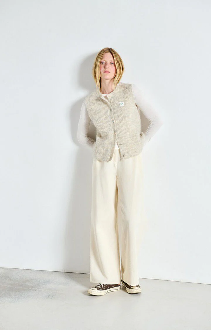 American Vintage | Heathered Alpaca Blend Open-Front Vest Poudreuse-Chine