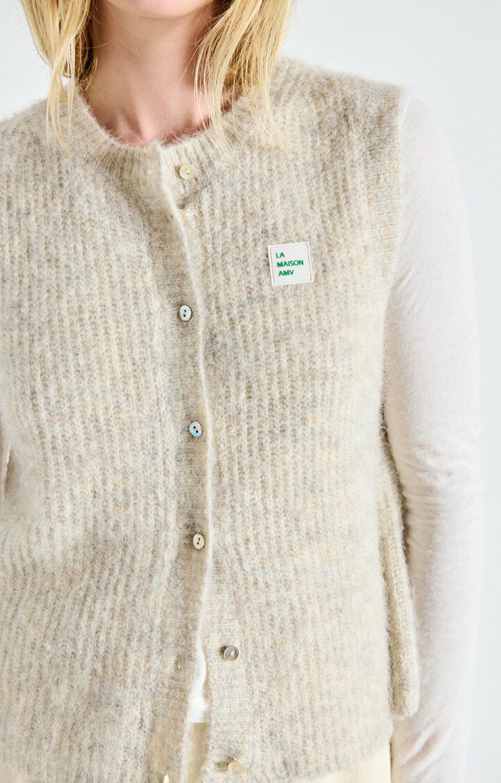 American Vintage | Heathered Alpaca Blend Open-Front Vest Poudreuse-Chine - Image 3