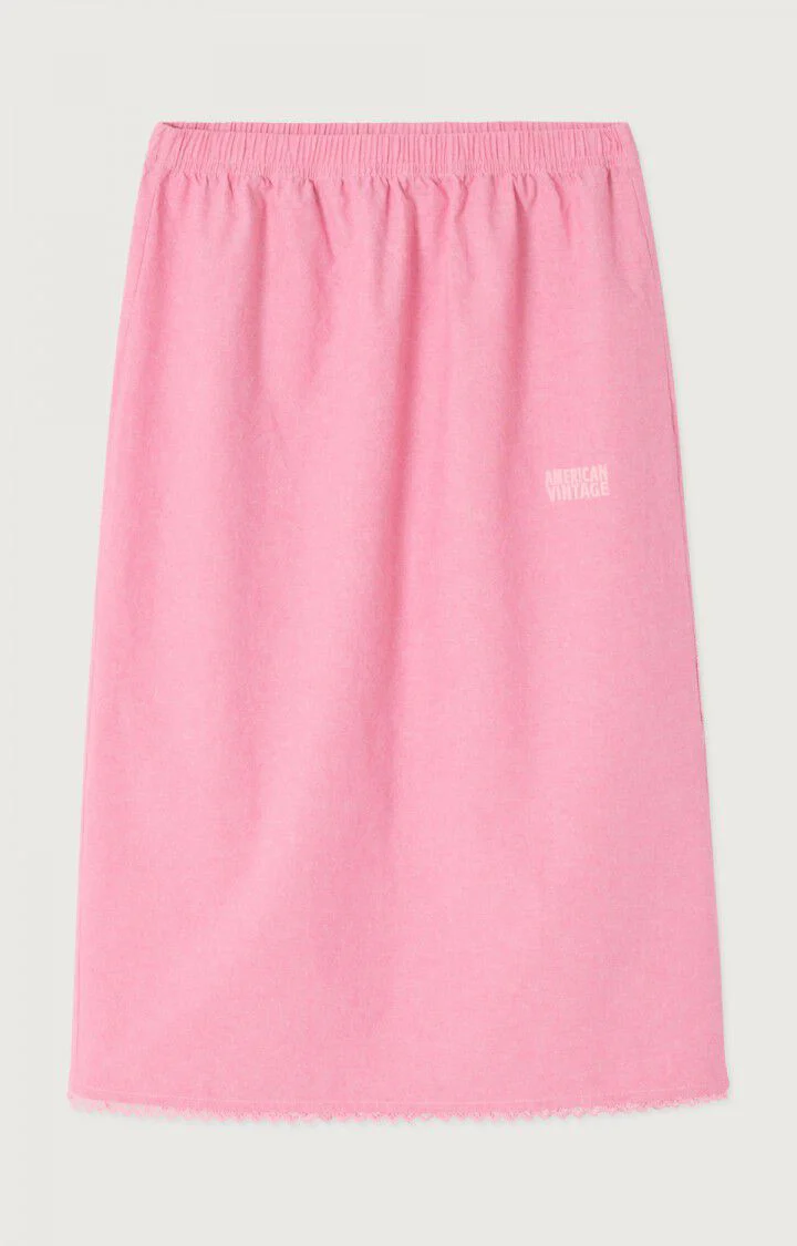 Women's Midi Skirt 100% Cotton Thick Poplin Opaque - Pink Pinky