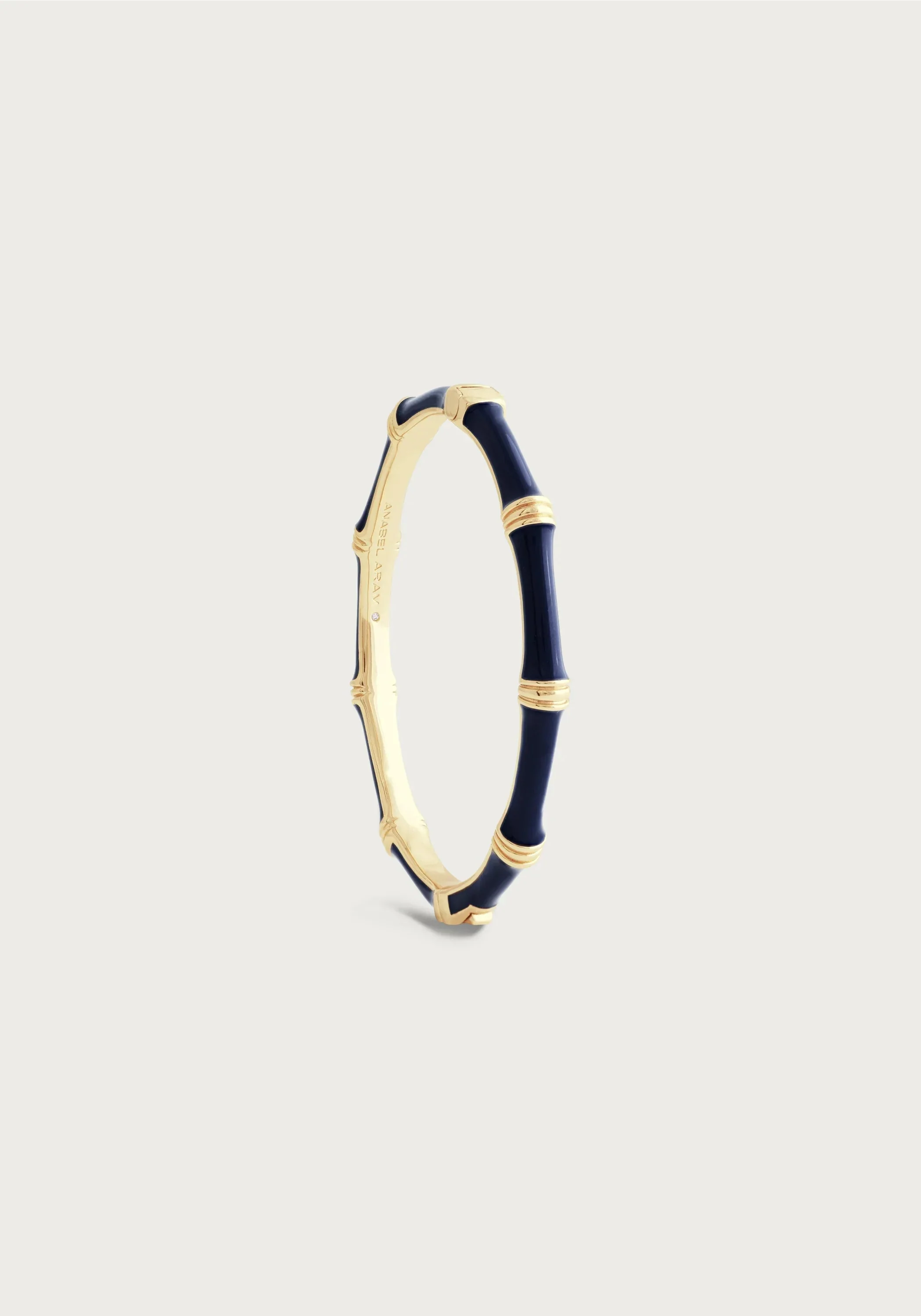 Anabel Aram | Bamboo Hinged Bangle in Atlantic-Navy-Blue - Image 4