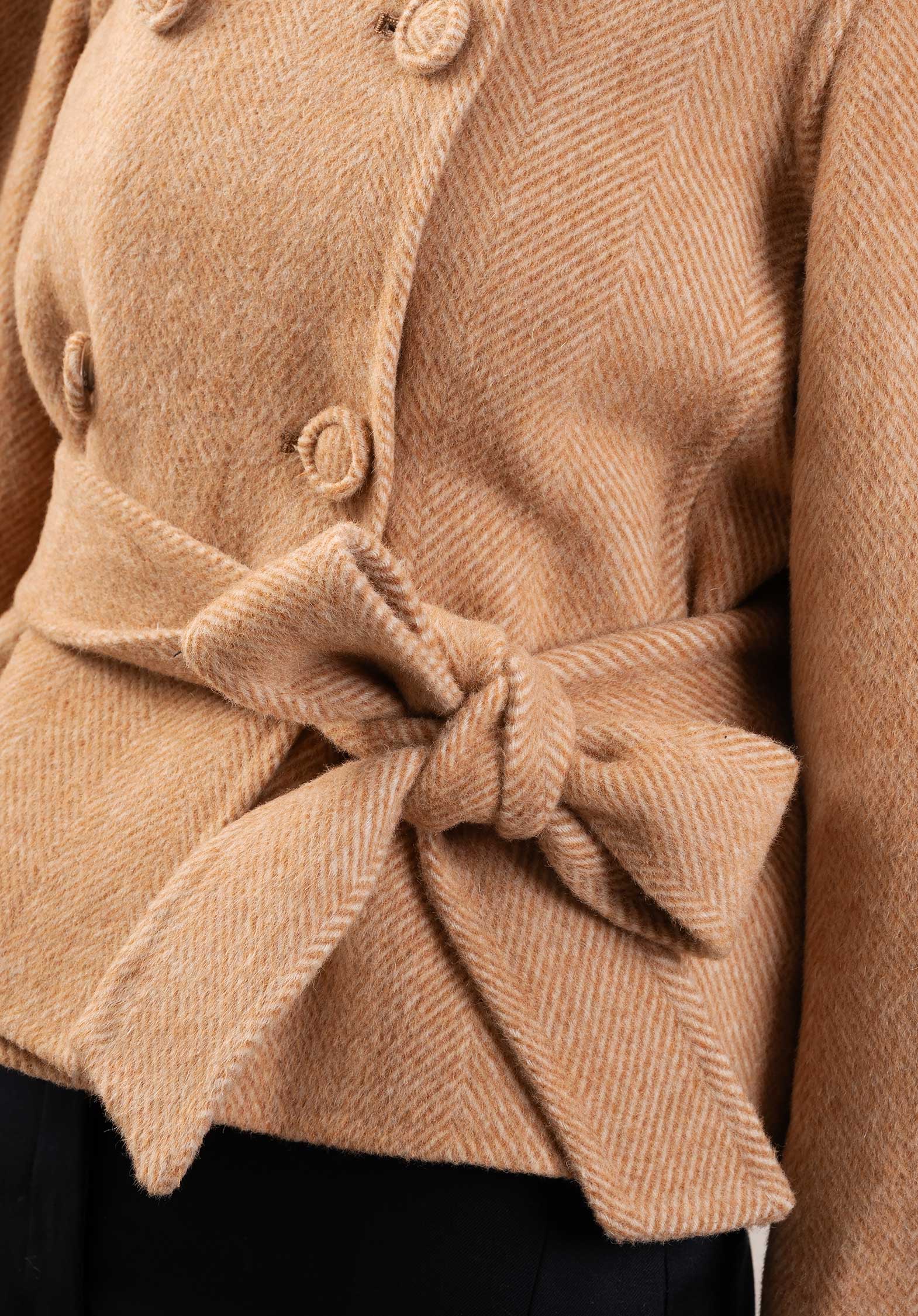 Attic and Barn | Libellula Cocoon Coat - Camel Wool Blend Cammello - Image 6