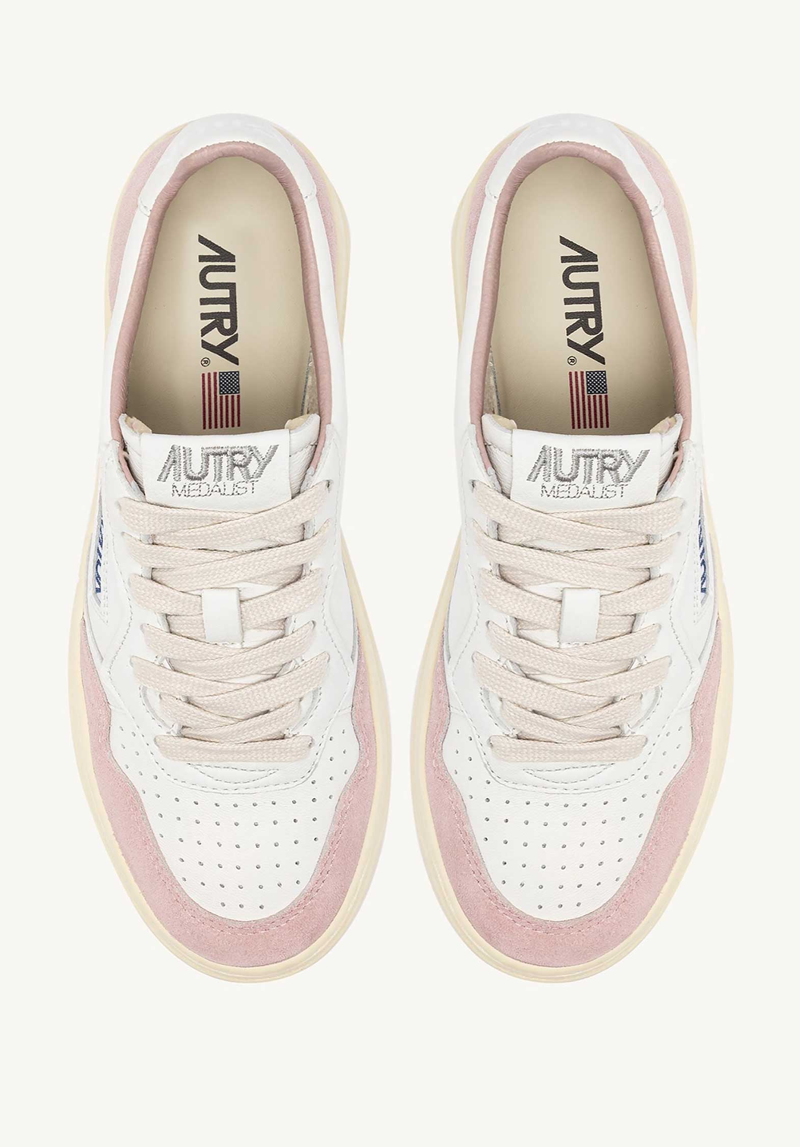 Autry | Medalist Low GS Sneaker - White with Powder Green Heel White-Powder - Image 5