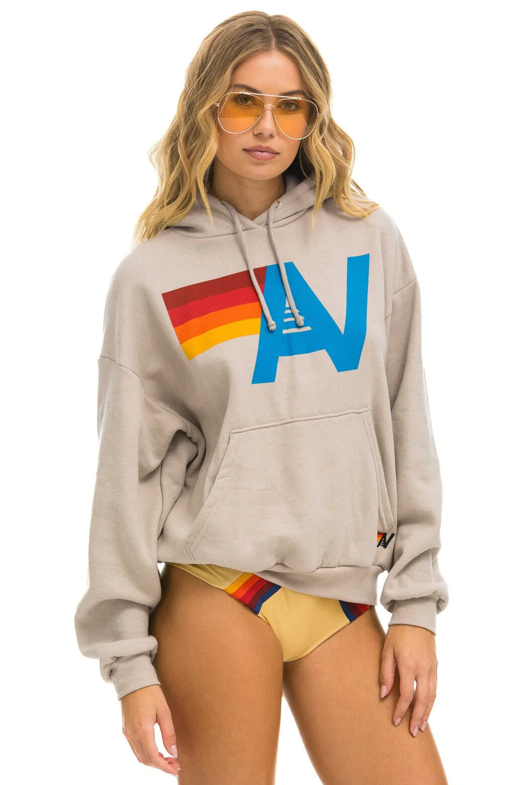 Aviator Nation | Relaxed Logo Hoodie in Sand - Image 4