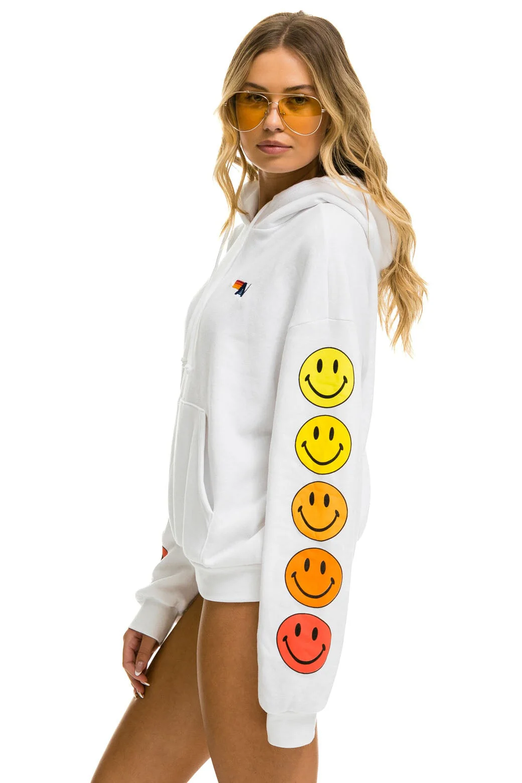 Aviator Nation | Smiley Sunset Hoodie - Broken-In Tri-Blend White - Image 2