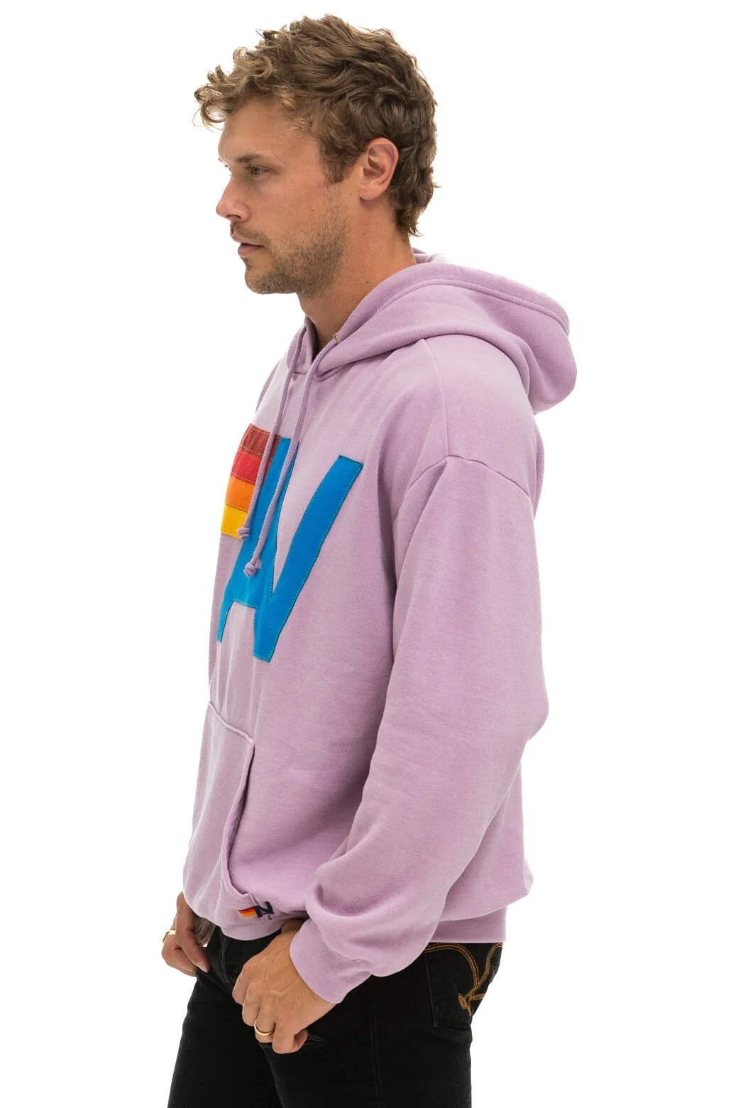 Aviator Nation | Logo Stitch Hoodie in - Relaxed Fit Mauve - Image 4
