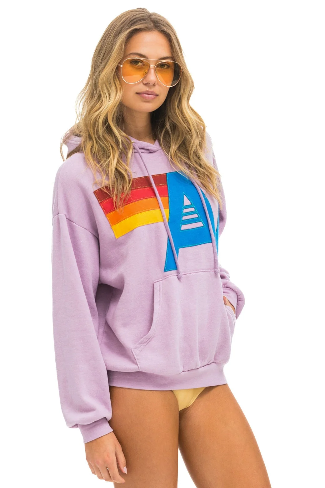 Aviator Nation | Logo Stitch Hoodie in - Relaxed Fit Mauve - Image 5
