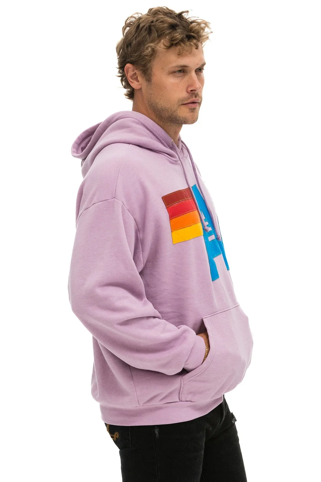Aviator Nation | Logo Stitch Hoodie in - Relaxed Fit Mauve - Image 6