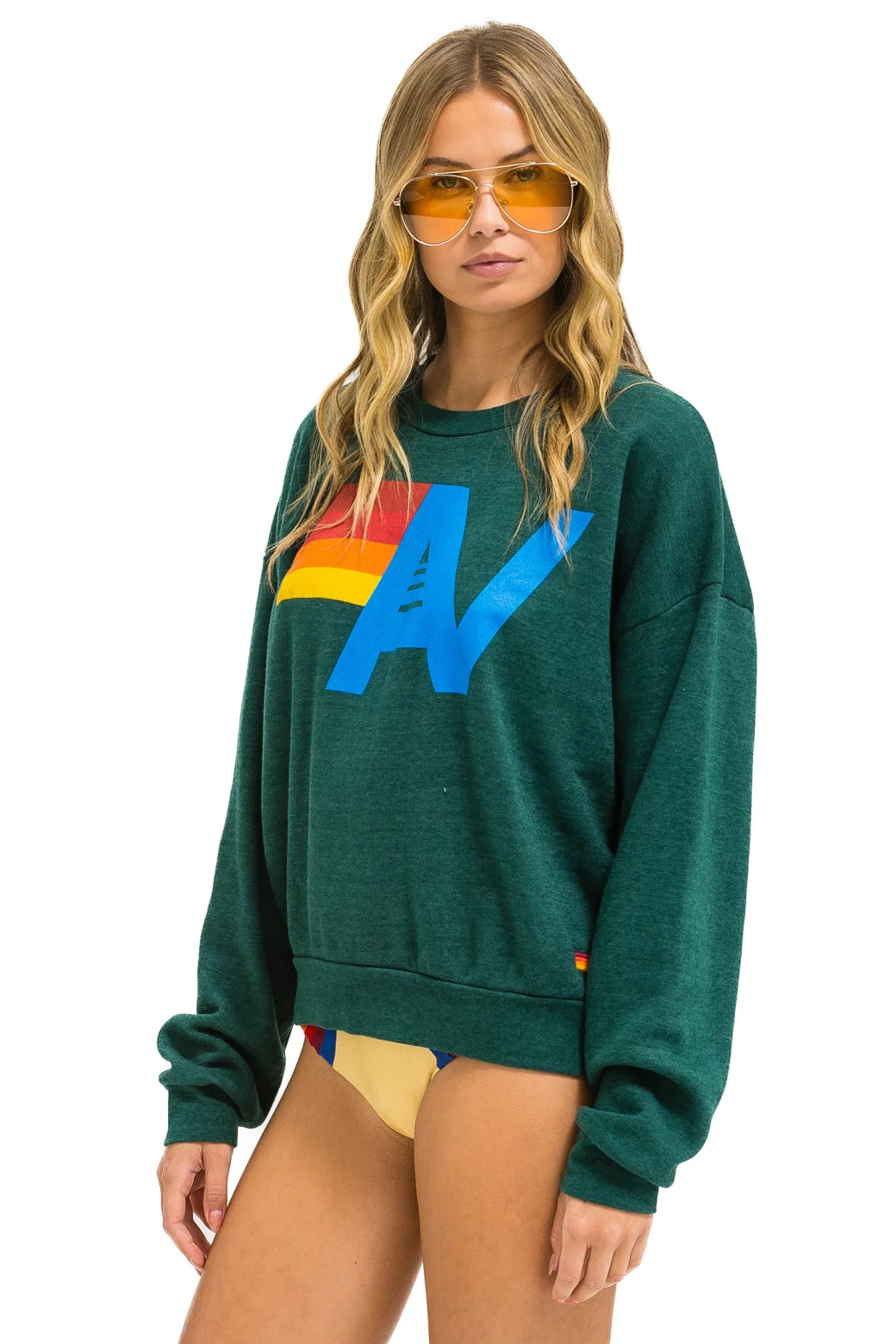 Aviator Nation | Swrxlo Crewneck Sweatshirt - Vintage Tri-Blend Forest - Image 3