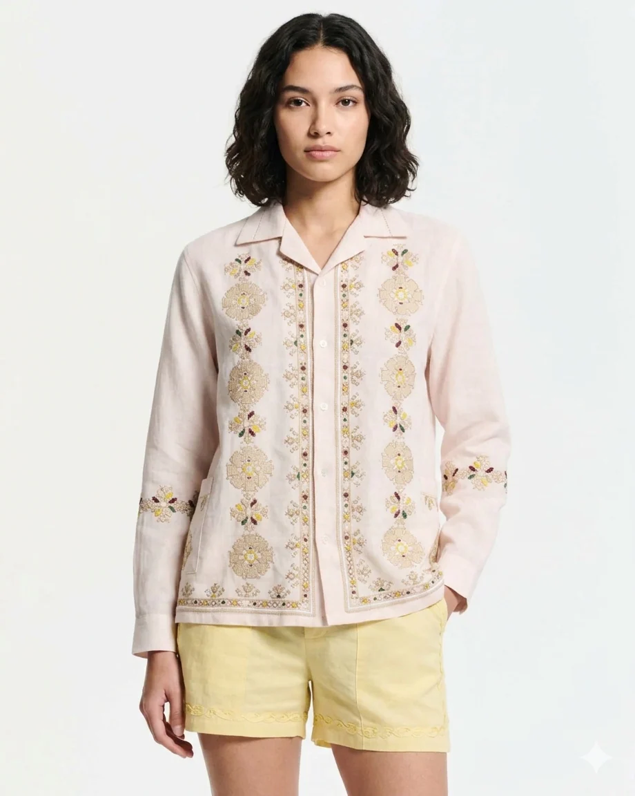 Women's Button-Down Blouse 100% Cotton Poplin - Pink