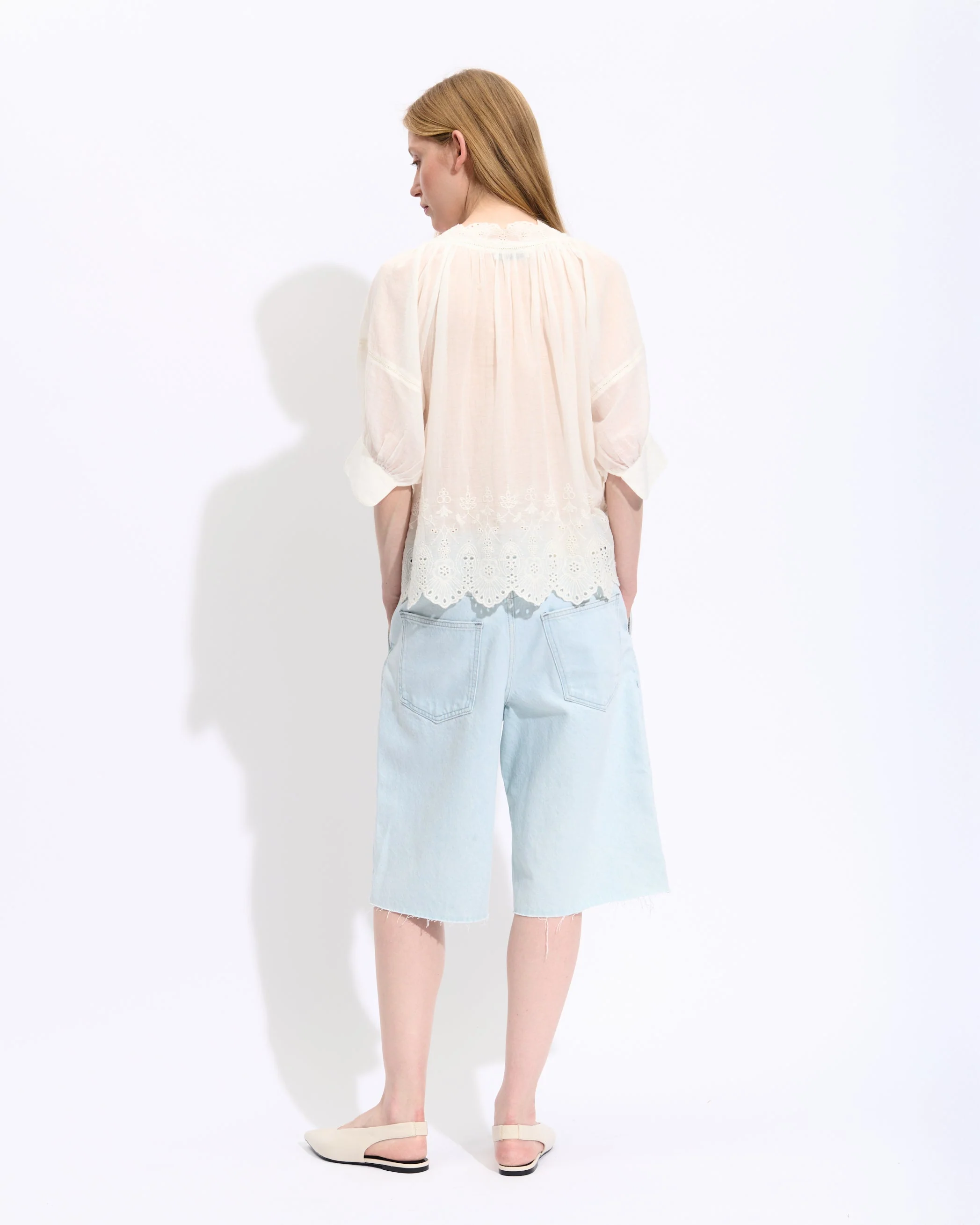 Belle Piece | Cotton Poplin Button-Down Blouse - White - Image 3