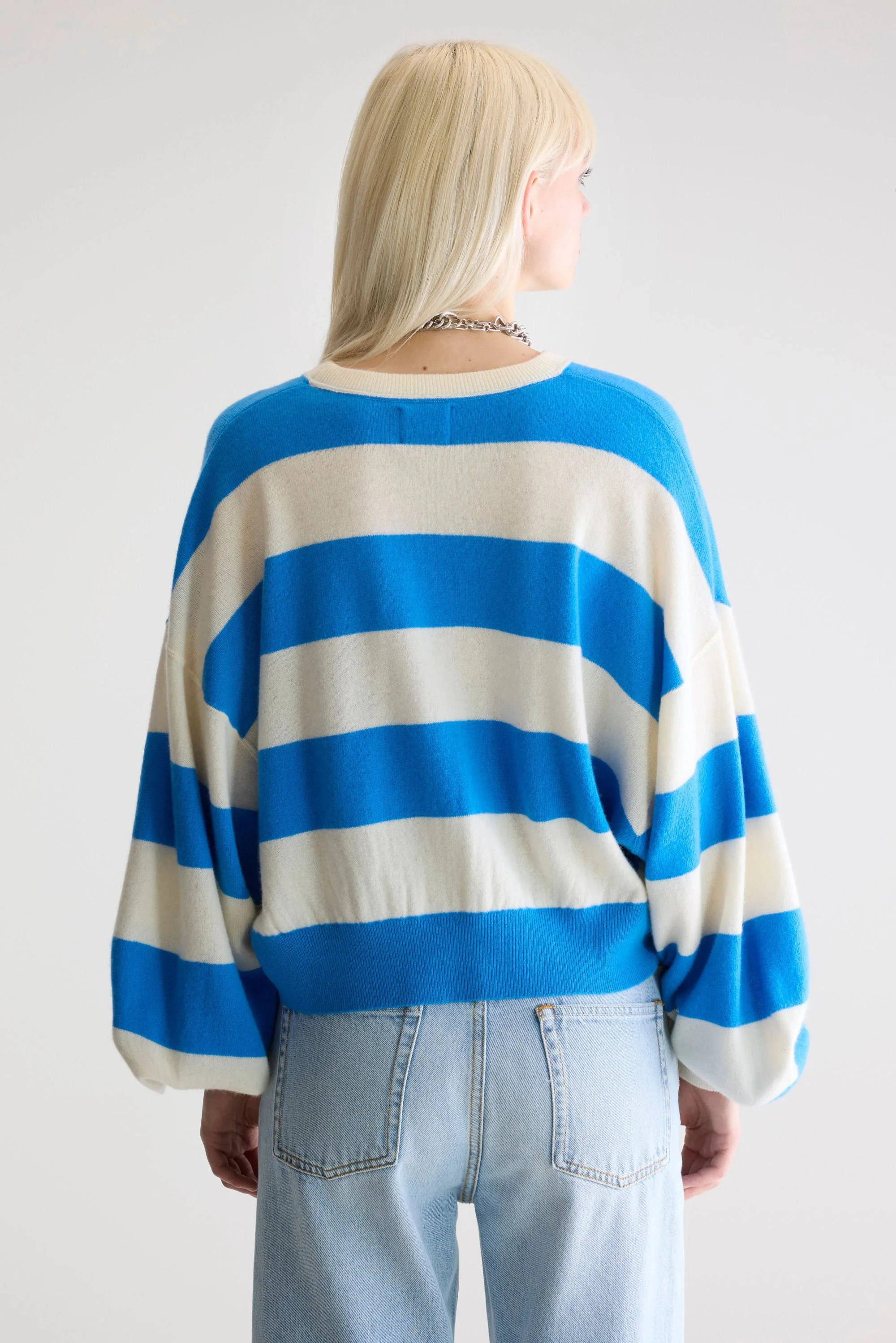 Bellerose | Cropped Stripe Balloon Sleeve Blouse Stripe-A - Image 3