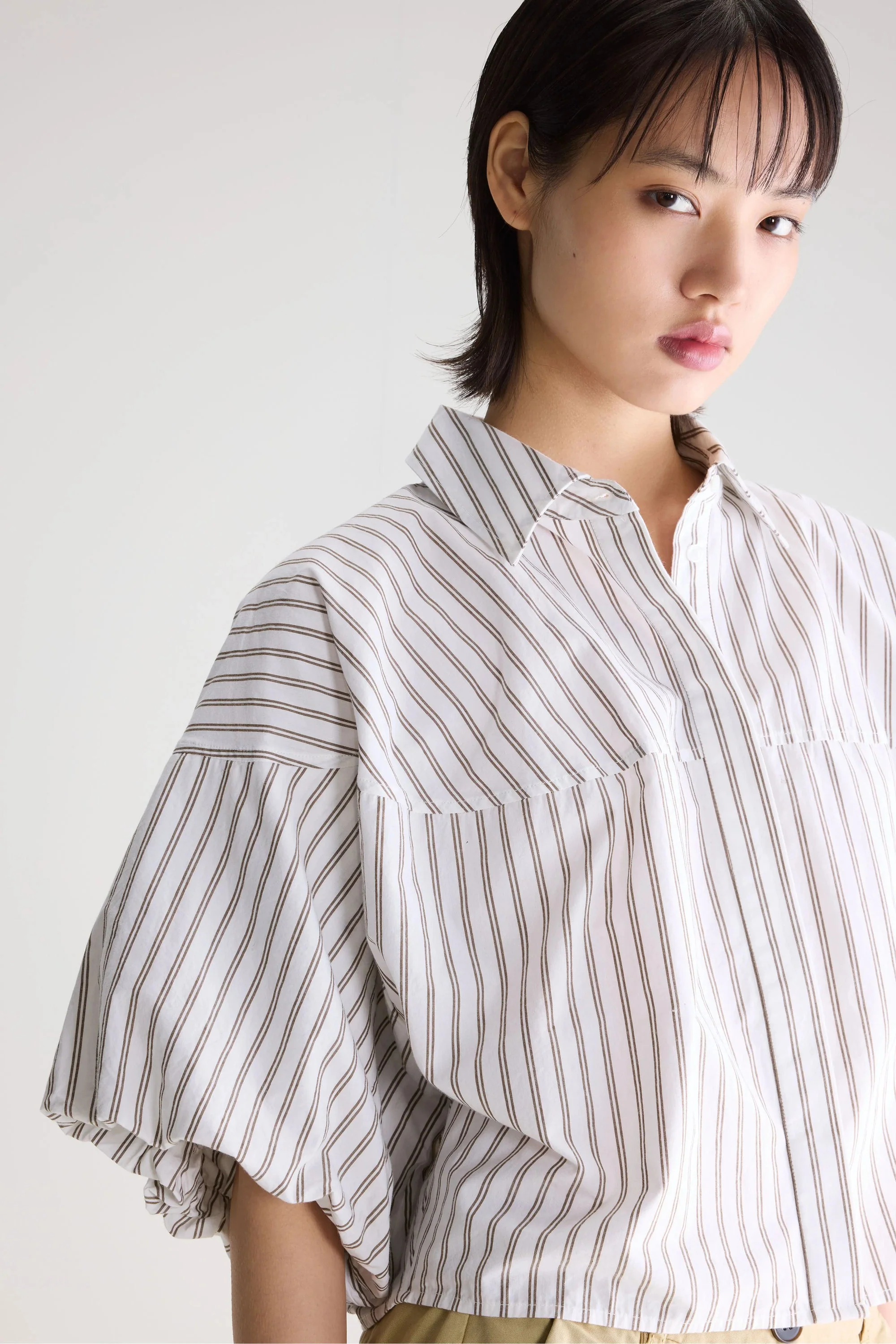Women Button-Down Blouse 100% Cotton Poplin - White Stripe-A - Image 4