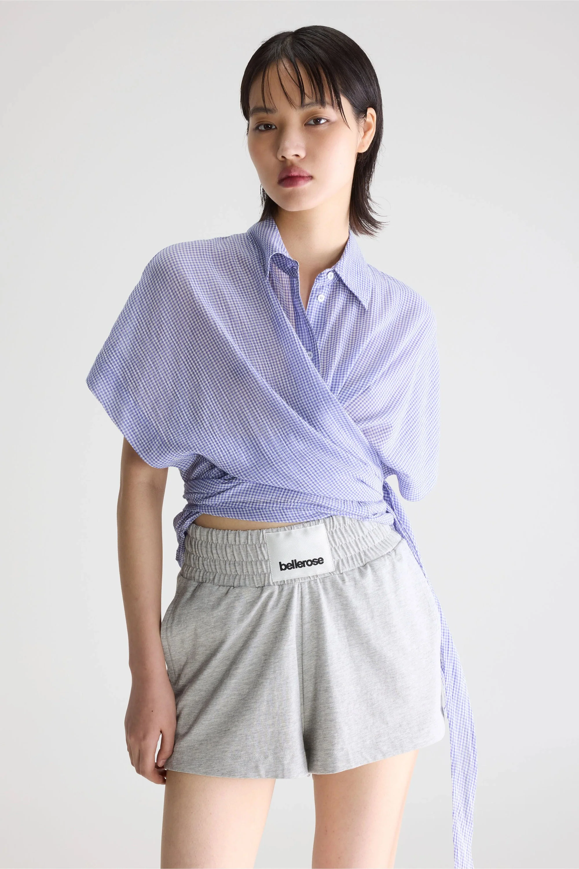 Women's Button-Down Blouse 100% Cotton Poplin Fabric - Coral Check-A