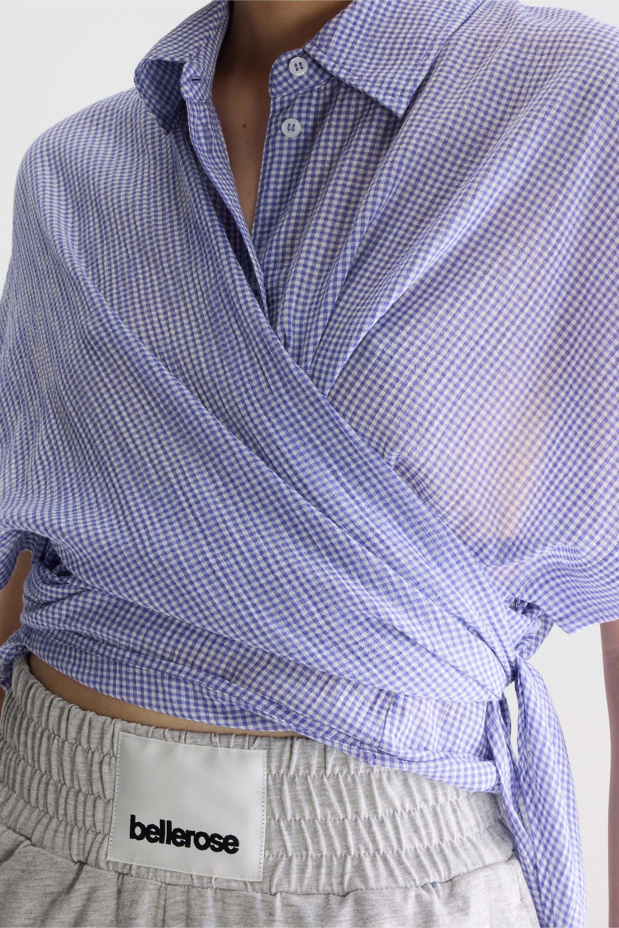 Women's Button-Down Blouse 100% Cotton Poplin Fabric - Coral Check-A - Image 4