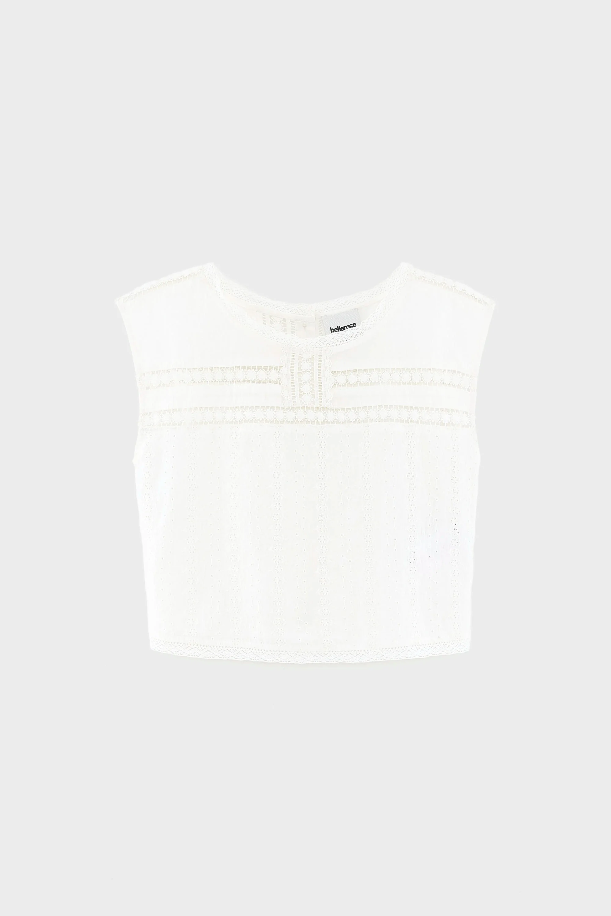 Bellerose | Blouse Donna - Cropped Cotton Eyelet & Lace White - Image 6