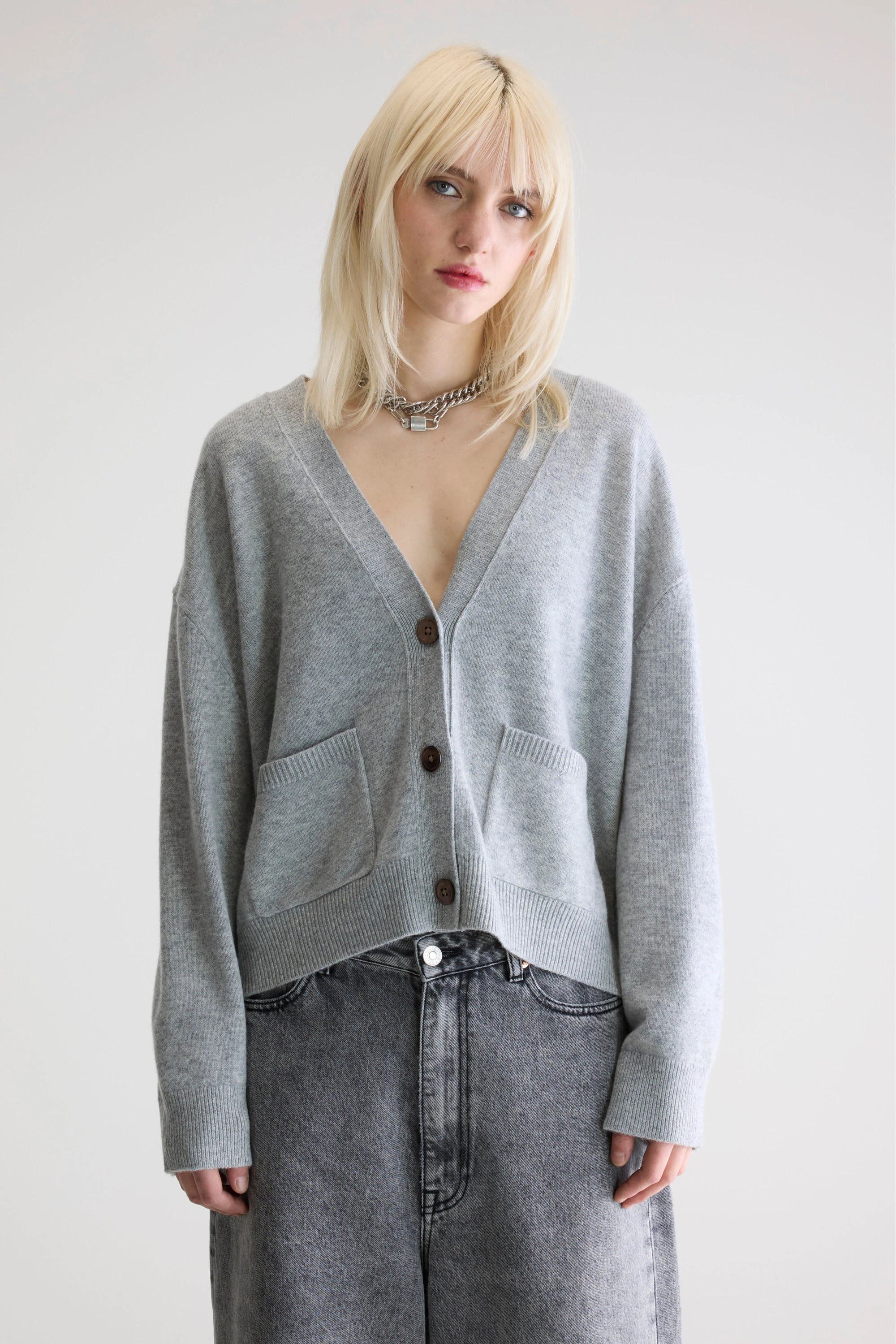 Bellerose | Oversized V-Neck Wool Cardigan - Light-Grey