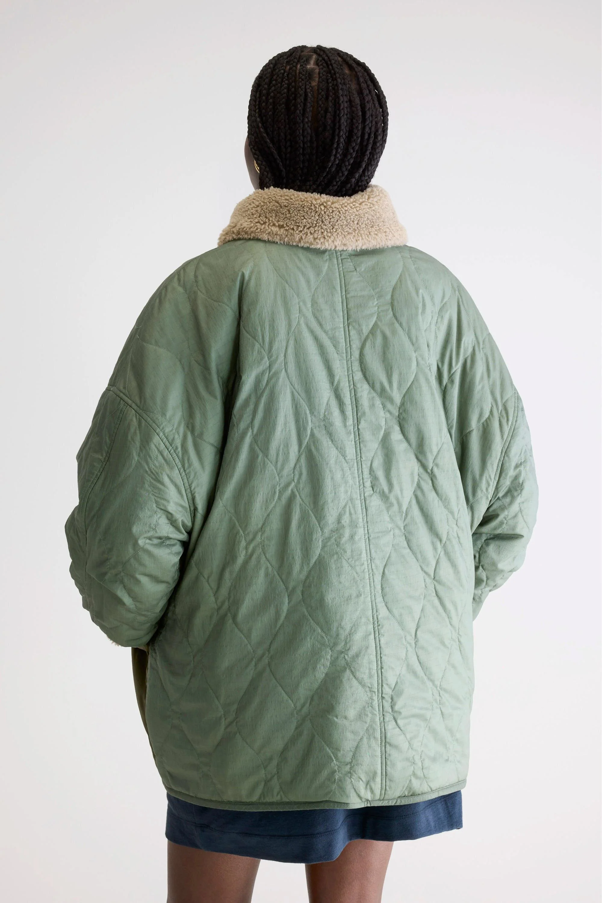 Bellerose | Reversible Quilted & Teddy Coat - Hampton Eucalyptus - Image 4