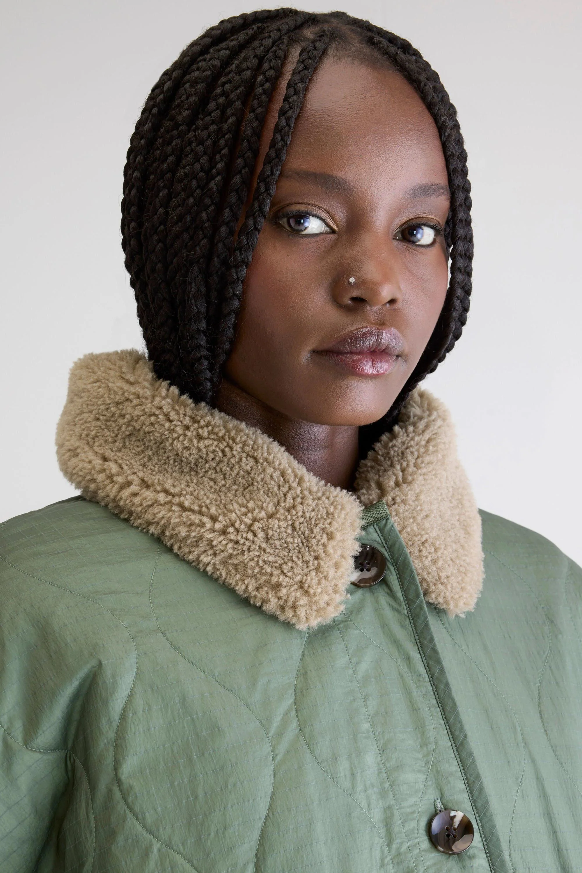 Bellerose | Reversible Quilted & Teddy Coat - Hampton Eucalyptus - Image 5