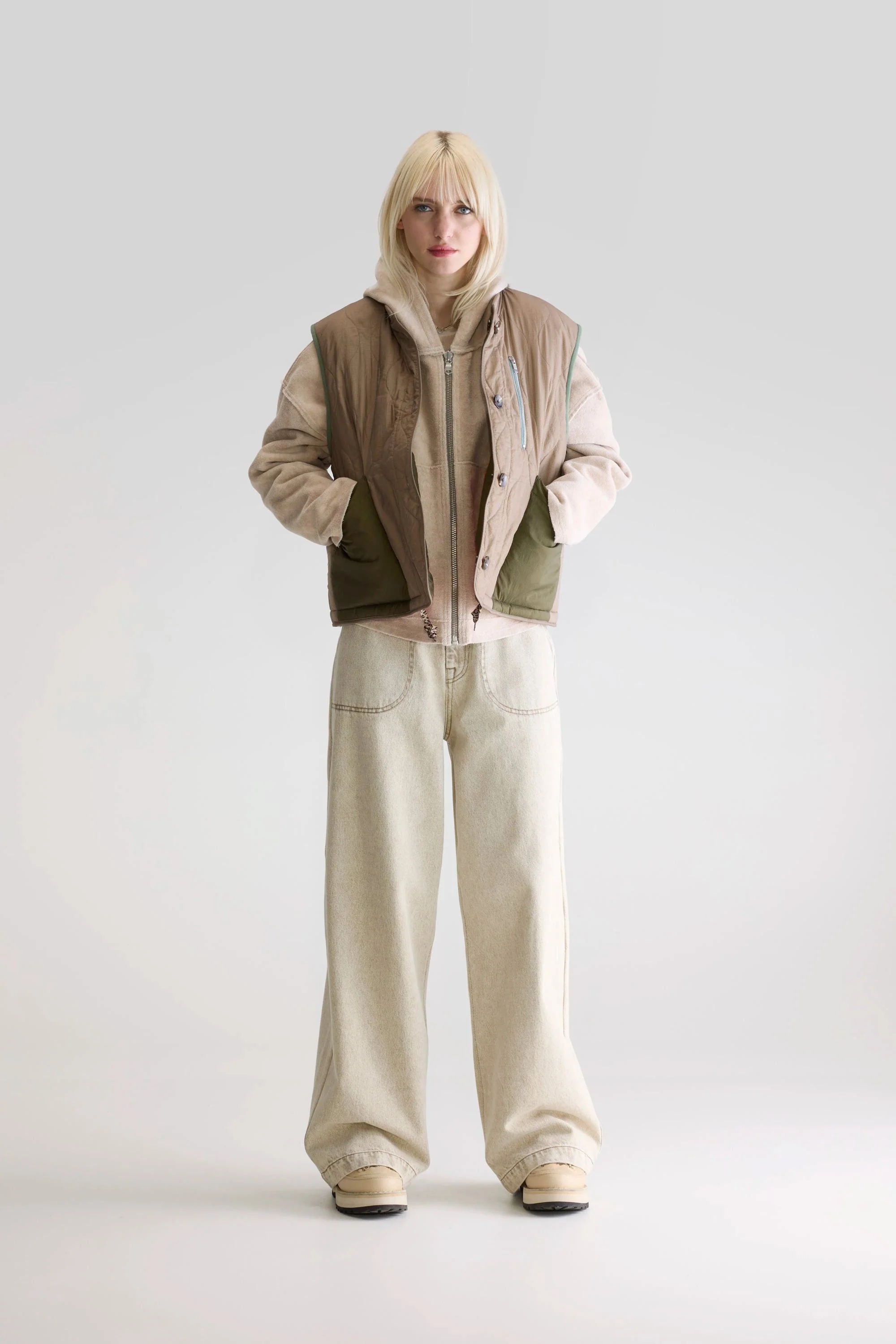 Bellerose | Reversible Teddy & Quilted Gilet - Taupe Peel - Image 3