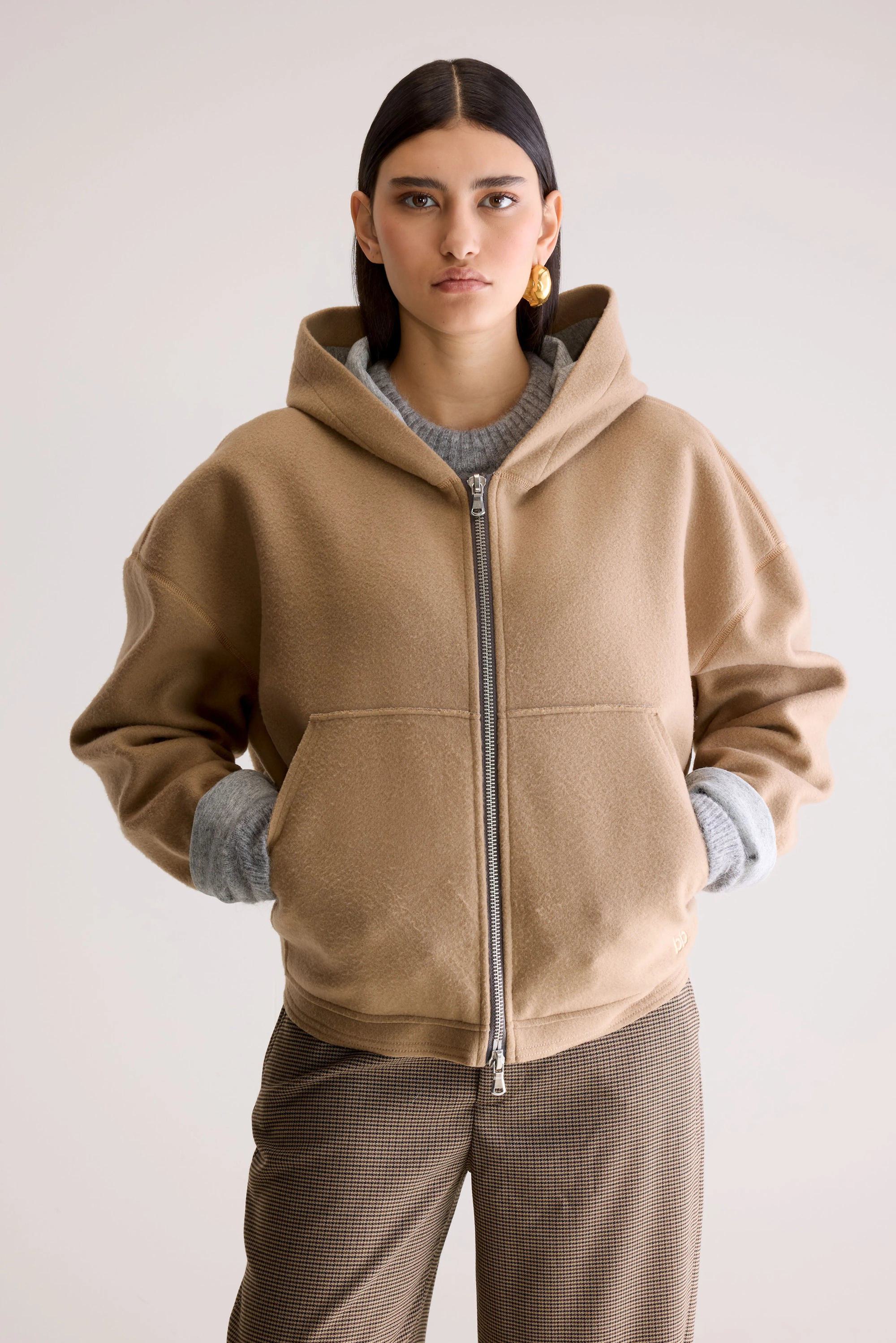 Bellerose | Oversized Brushed Fleece Hoodie - Raw Hem Soil