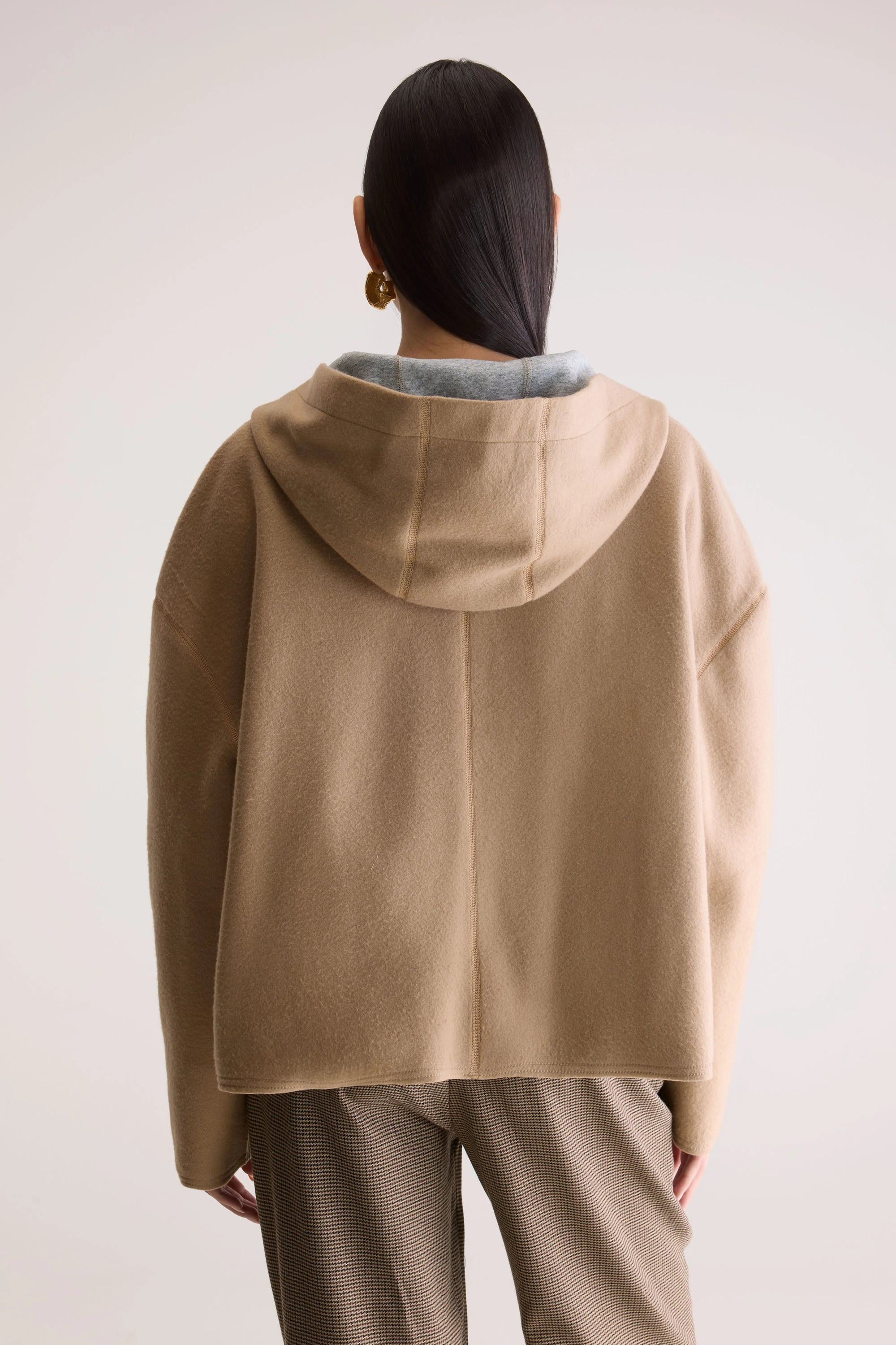 Bellerose | Oversized Brushed Fleece Hoodie - Raw Hem Soil - Image 3