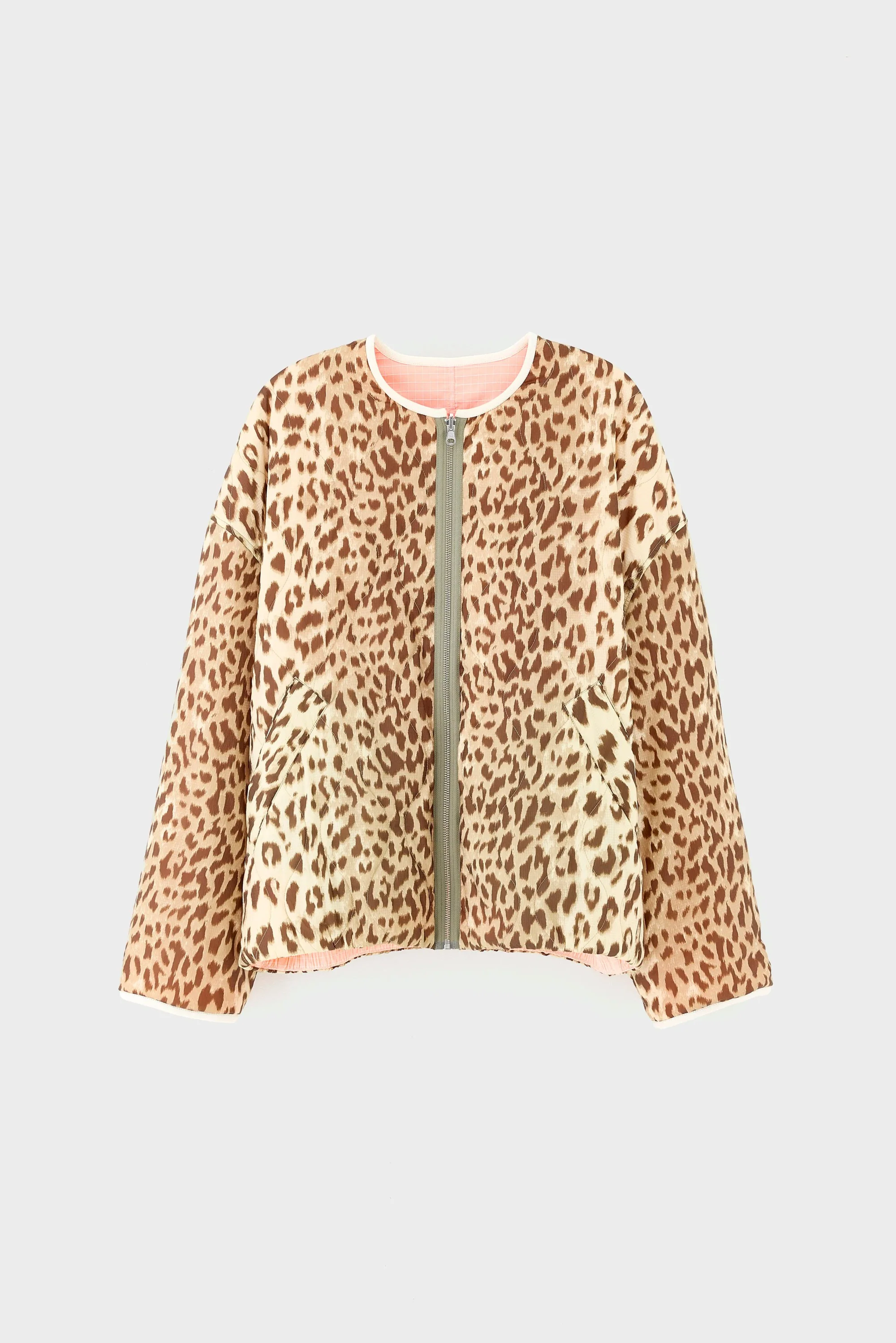 Bellerose | Reversible Leopard Jacket - Neon Coral Grid Combo-A