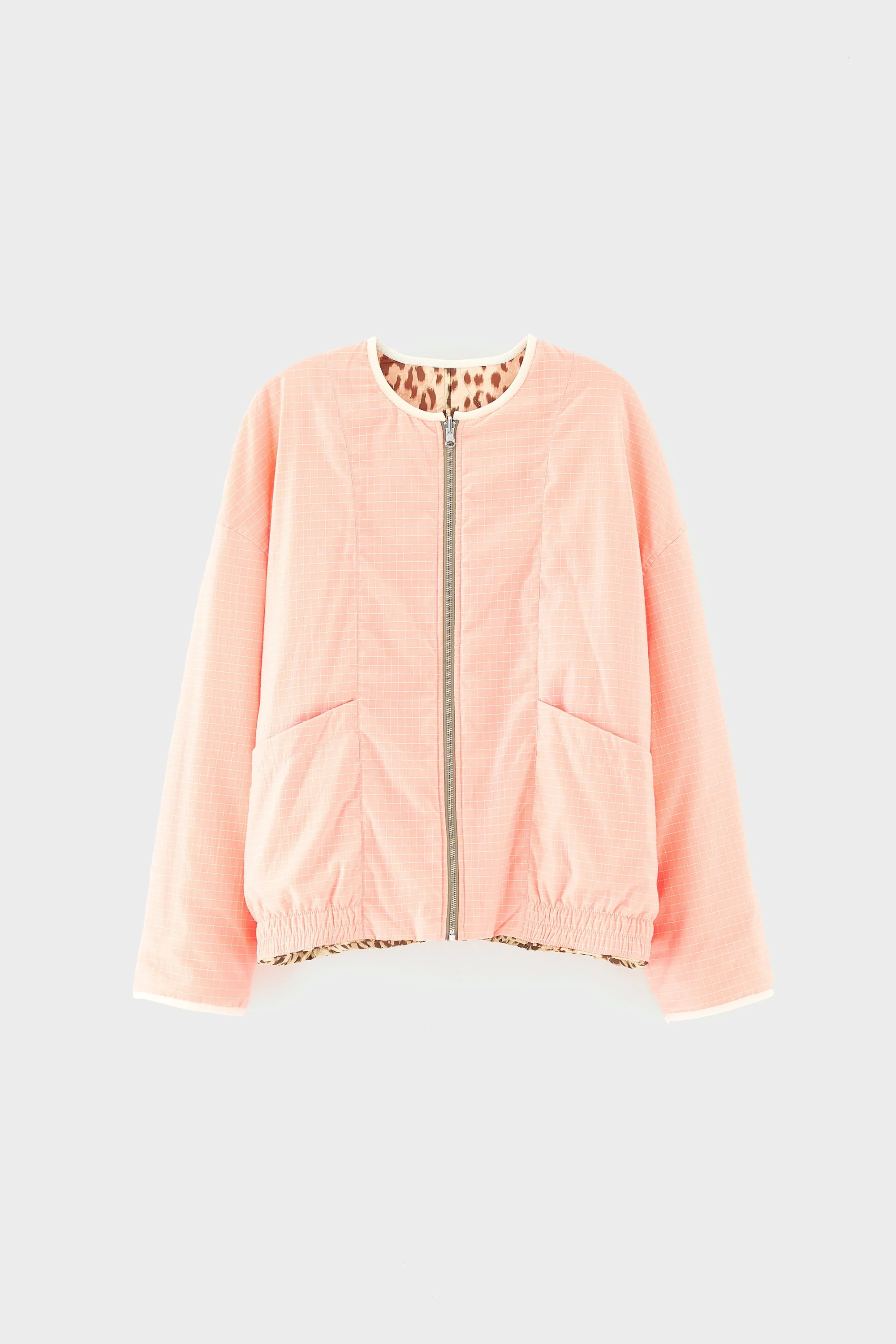 Bellerose | Reversible Leopard Jacket - Neon Coral Grid Combo-A - Image 2