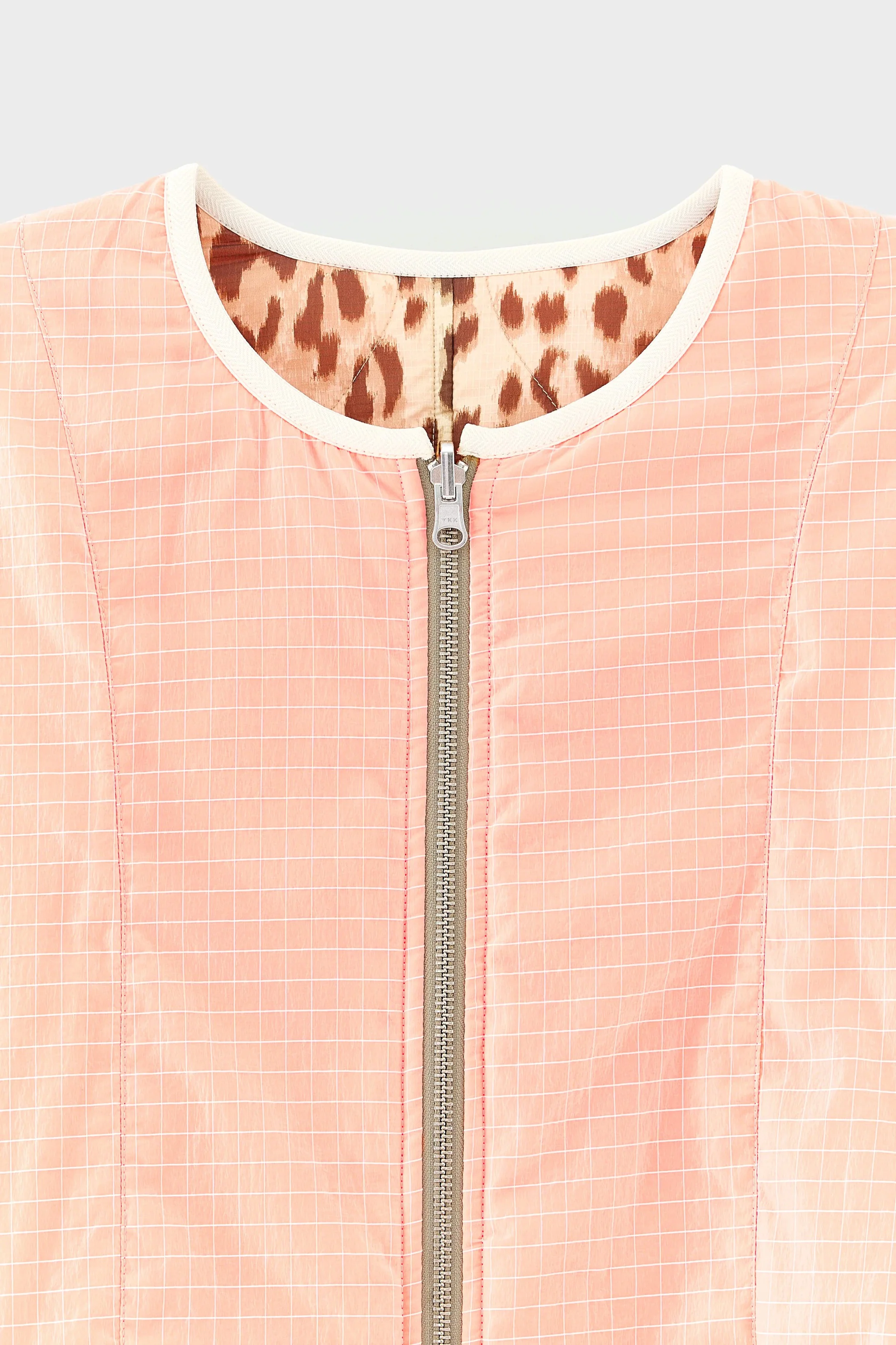 Bellerose | Reversible Leopard Jacket - Neon Coral Grid Combo-A - Image 6