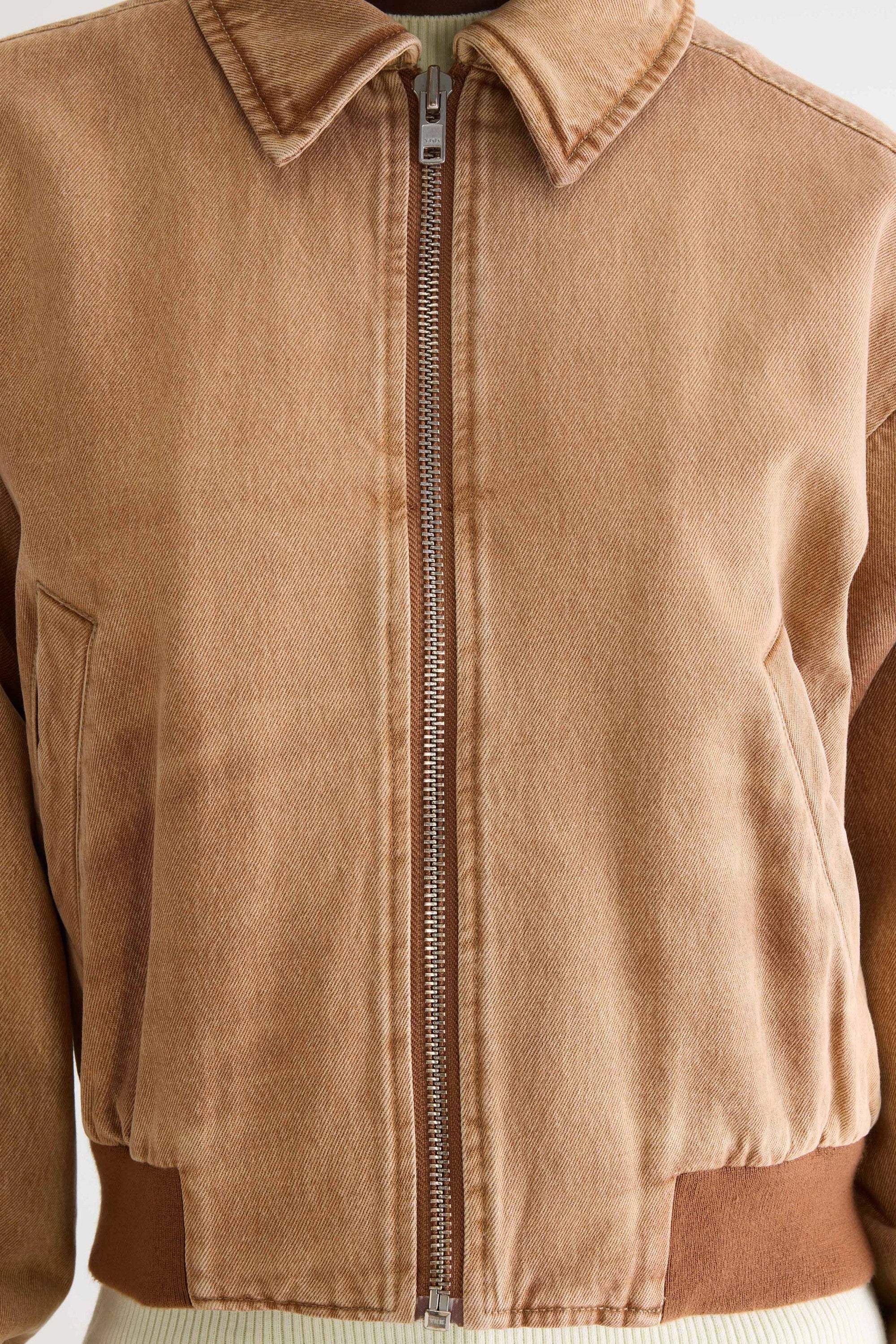 Women Denim Jacket 100% Cotton Denim - Camel Vintage - Image 5