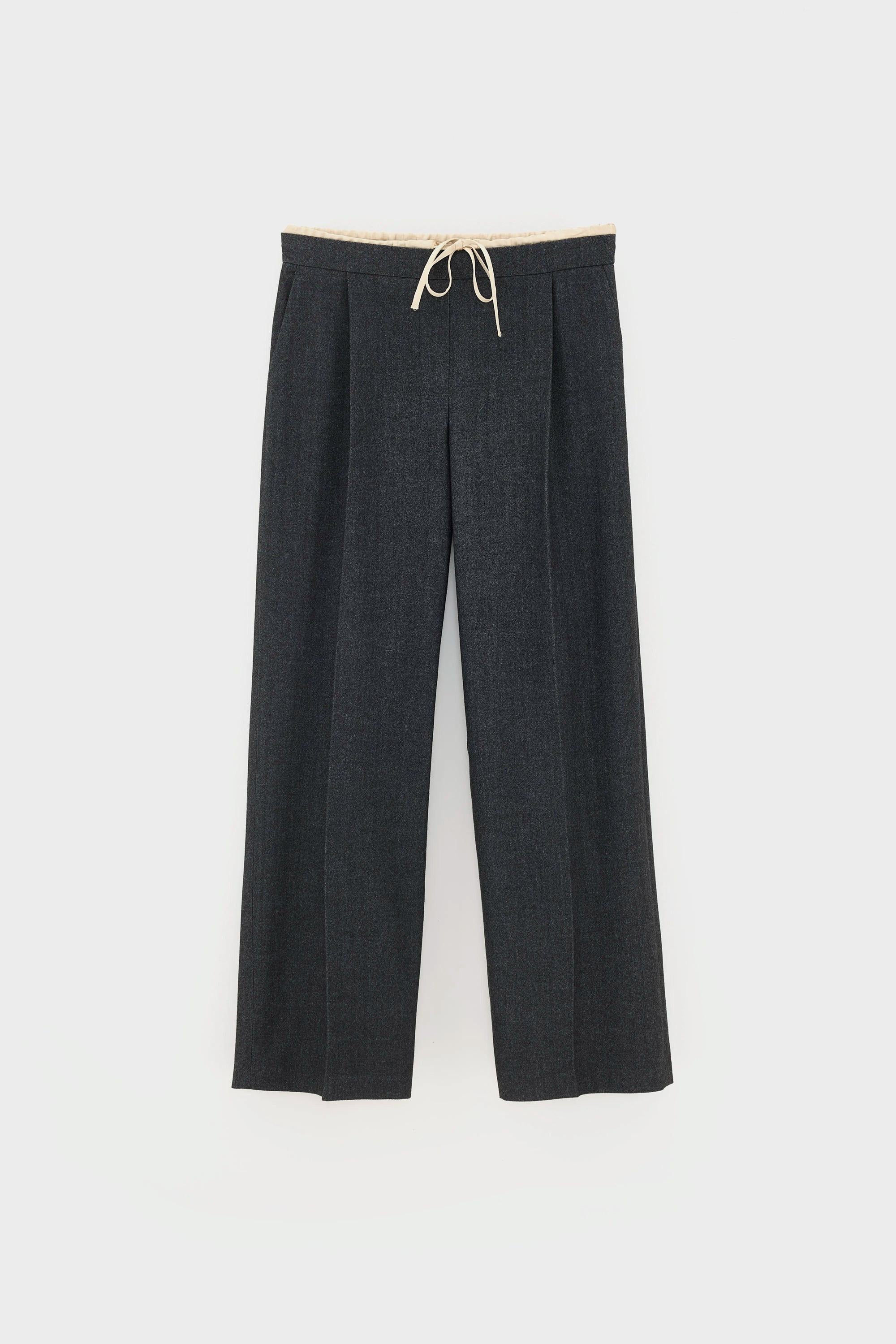 Bellerose | Turin Straight-Leg Trousers with Gold Drawstring Anthracite - Image 5