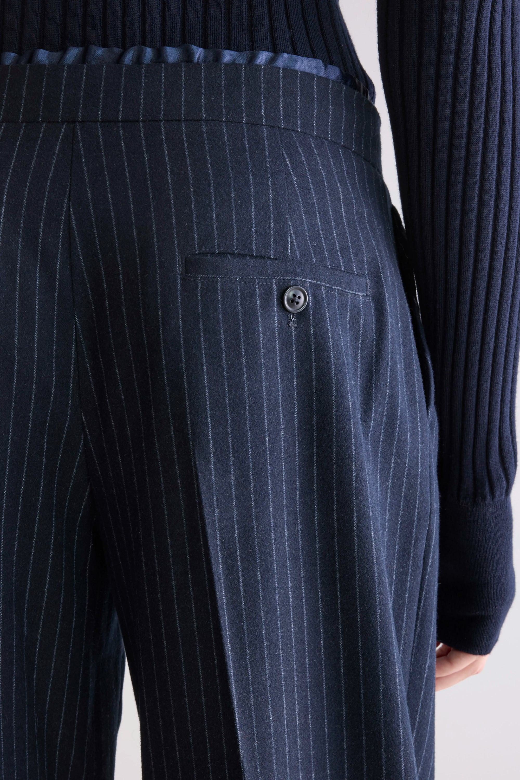 Bellerose | Turin Pinstripe Drawstring Trousers - Navy Stripe-A - Image 6