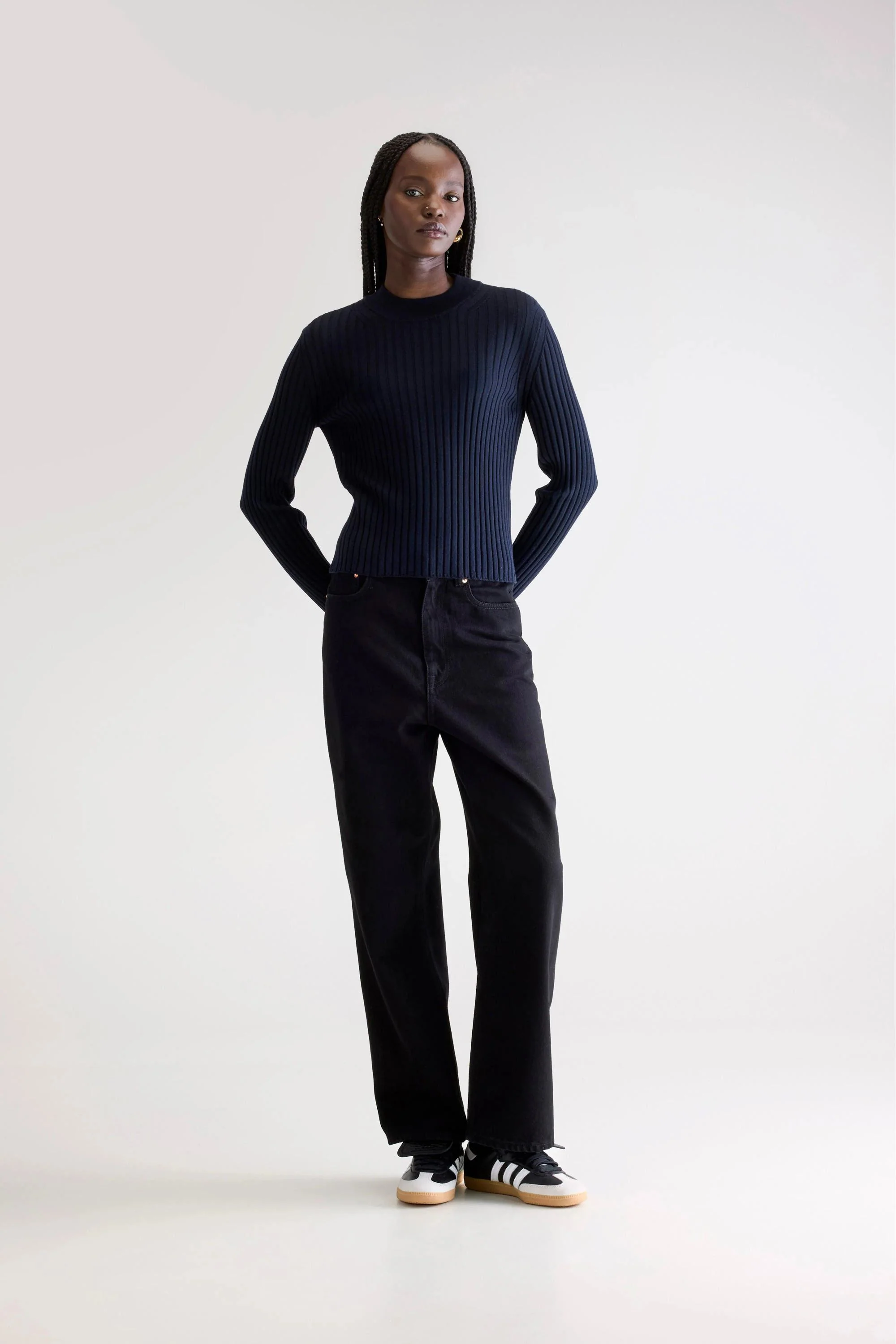 Bellerose | Aslyt Ribbed High-Neck Sweater - Virgin Wool Navy - Image 2
