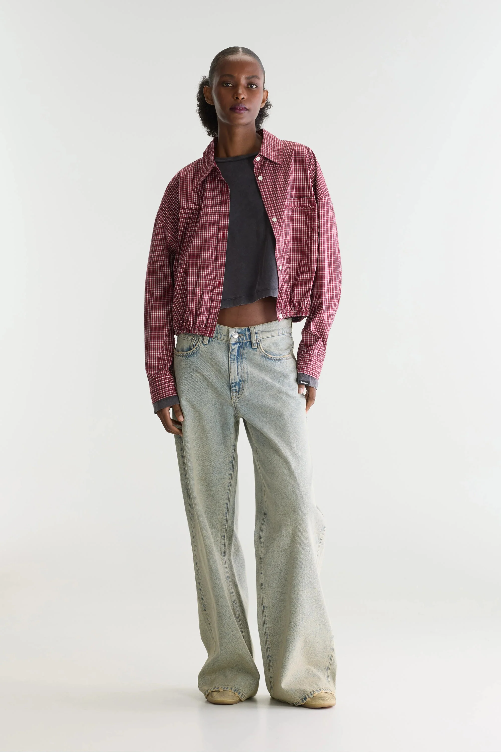 Bellerose | Cropped Pinstripe Shirt with Elastic Hem Check-G - Image 2