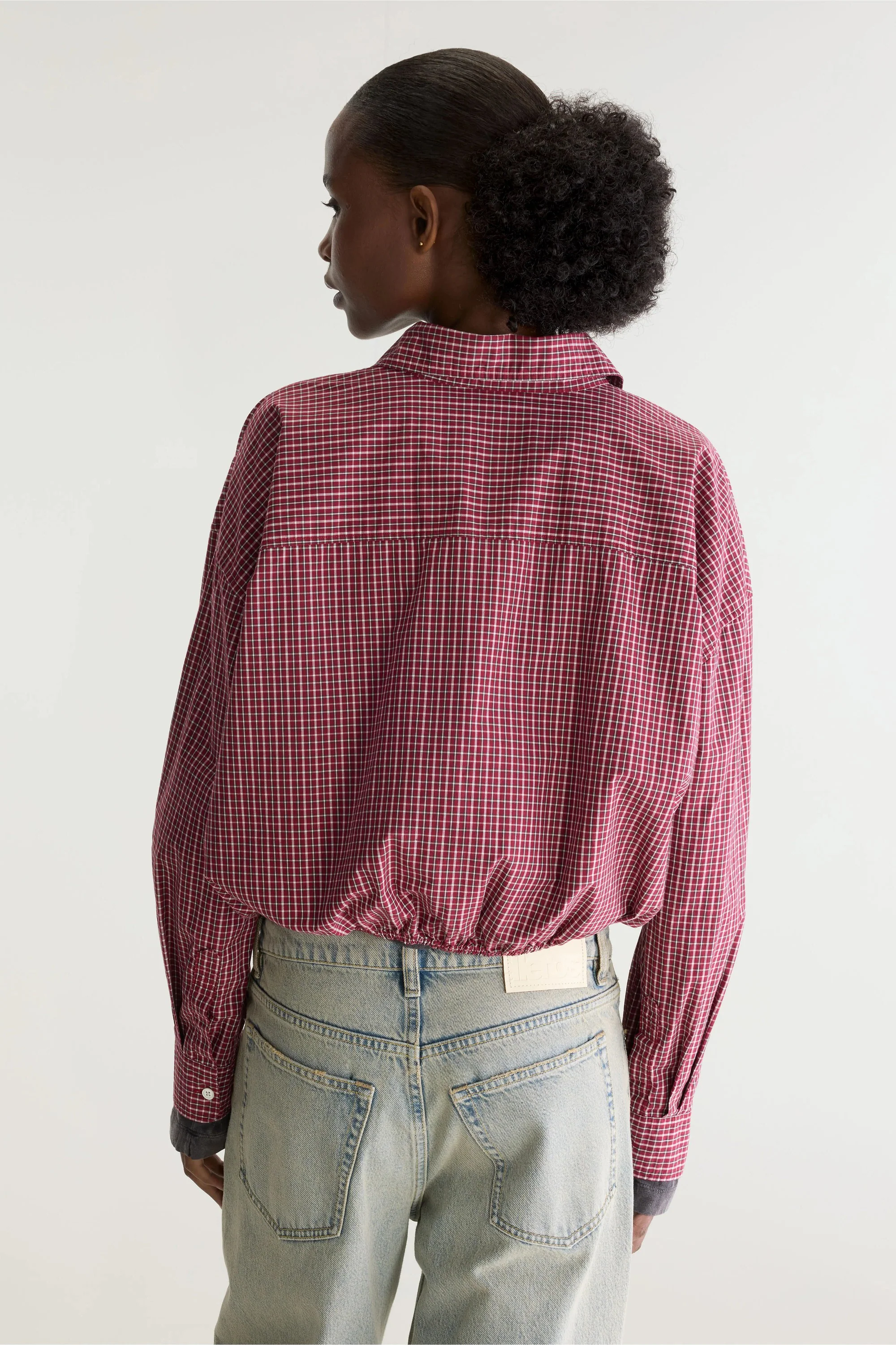 Bellerose | Cropped Pinstripe Shirt with Elastic Hem Check-G - Image 3