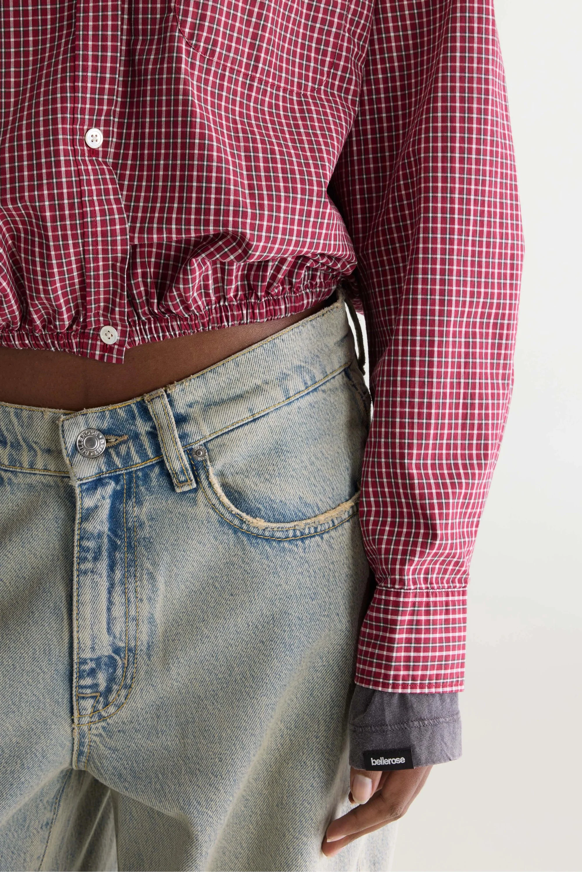 Bellerose | Cropped Pinstripe Shirt with Elastic Hem Check-G - Image 5