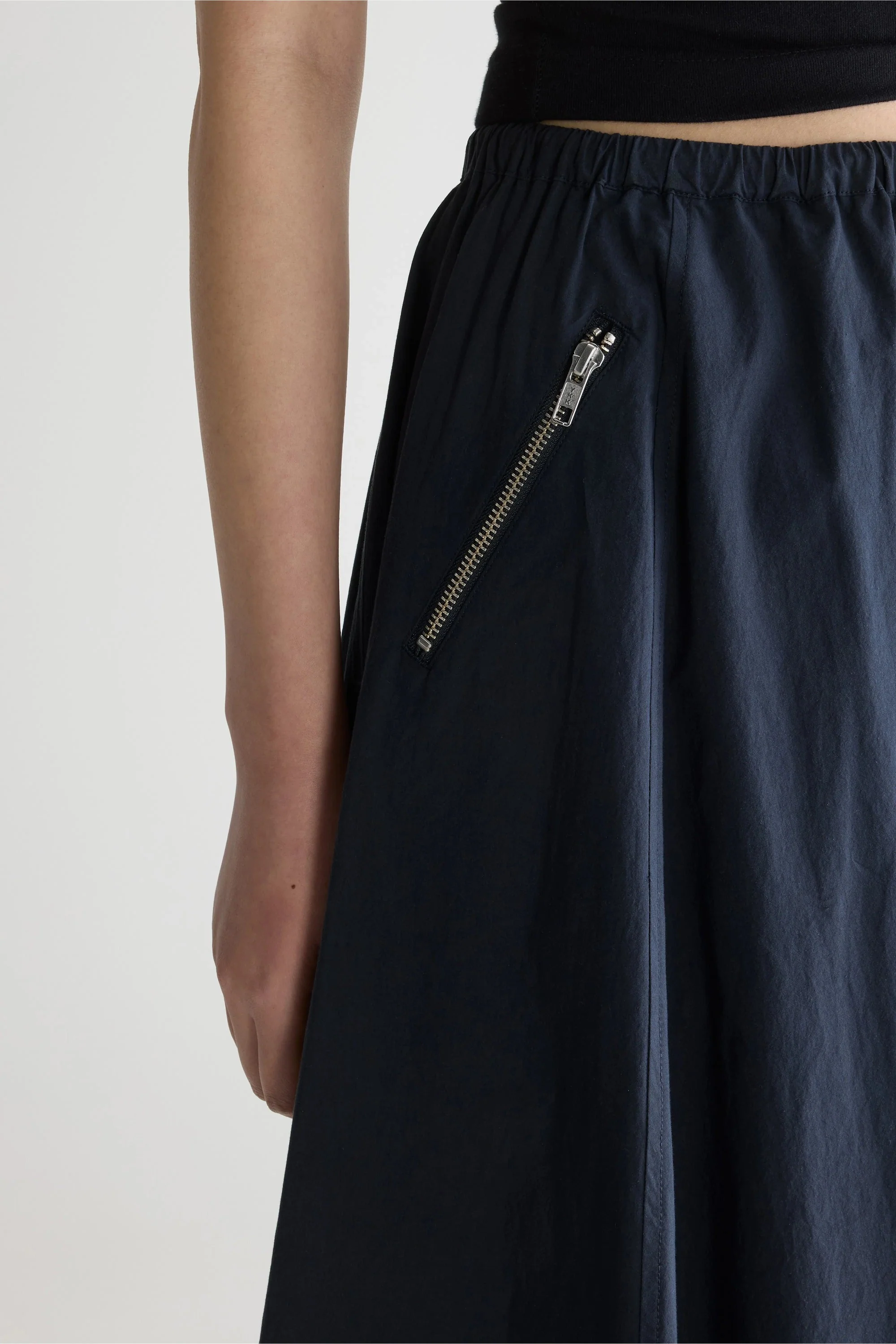 Women's A-Line Midi Relaxed Skirt Cotton Poplin - Navy Captain - Image 4