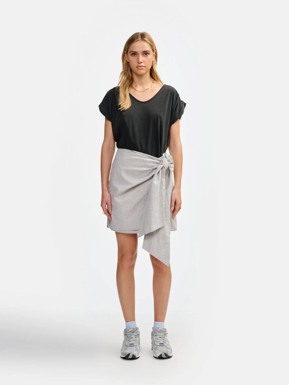 Bellerose | Solveig Line Skirt - Cotton Hemp Blend Stripe-A