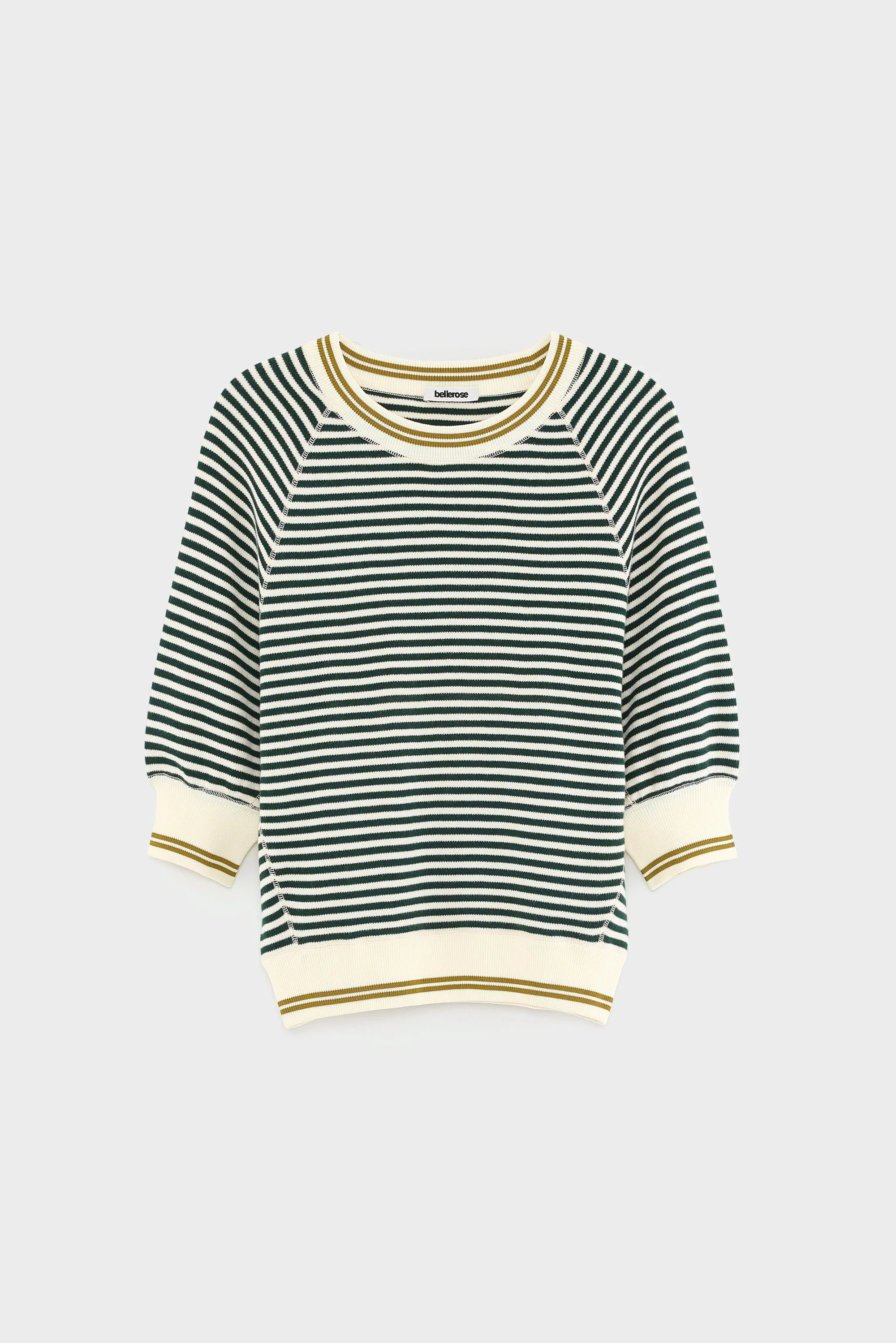 Bellerose | Oversized Stripe Sweater - Ecru & Bottle Green Stripe-A - Image 6