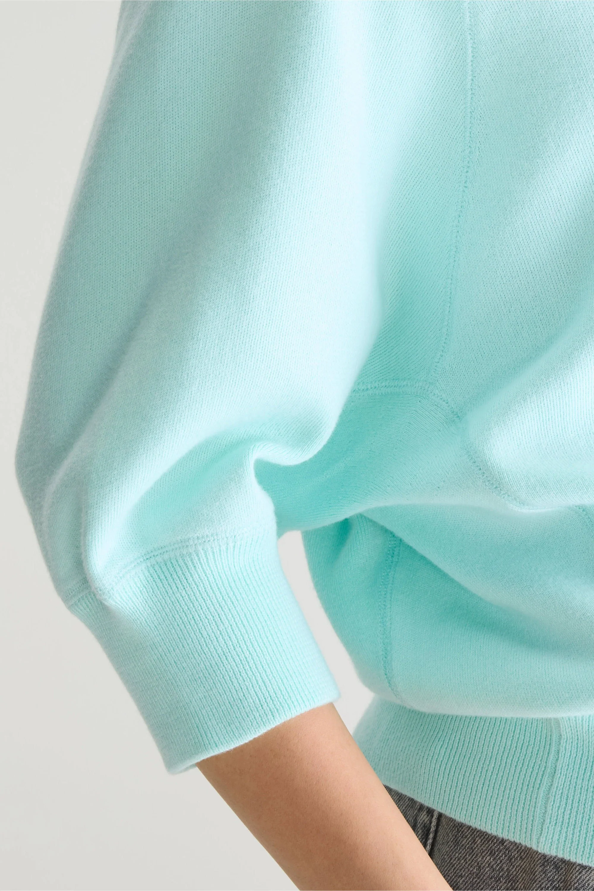 Women's Sweatshirt 100% Cotton Knit - Ecru With Blue Stripes Iceberg - Image 5
