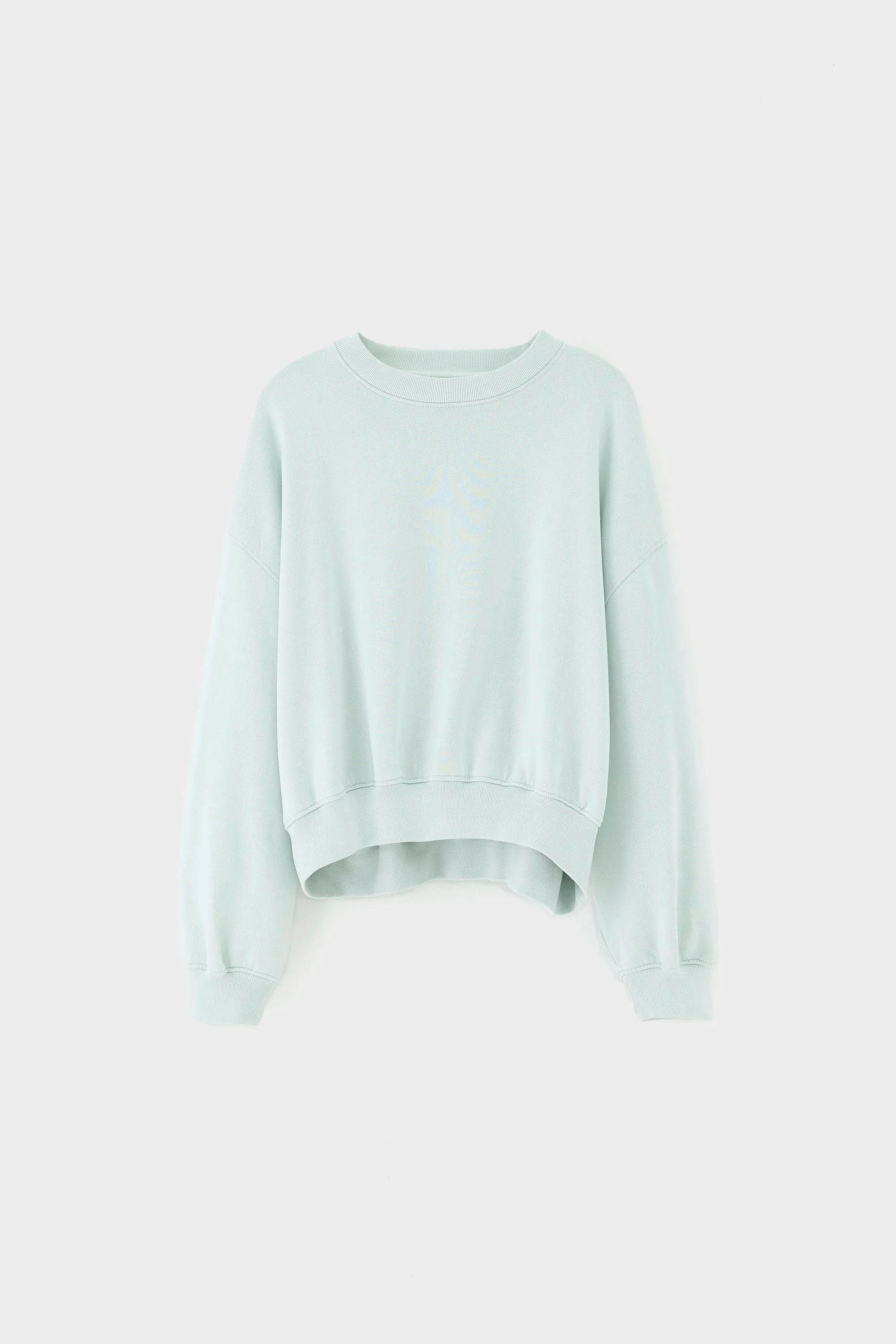 Bellerose | Speckled Grey Cropped Sweatshirt - Contrast Embroidery Agua-Verde - Image 6