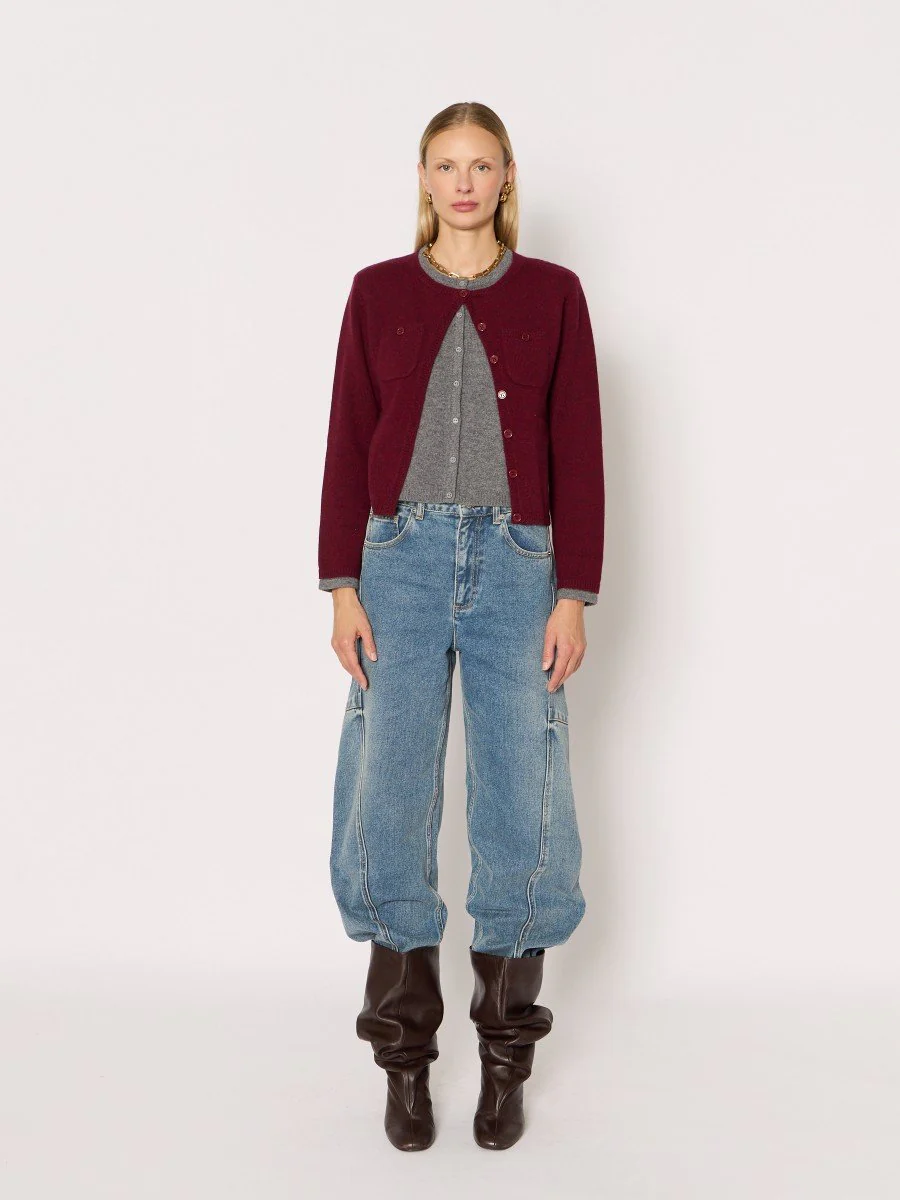 Berenice | Double-Layer Cashmere Cardigan - Burgundy-Mix - Image 6