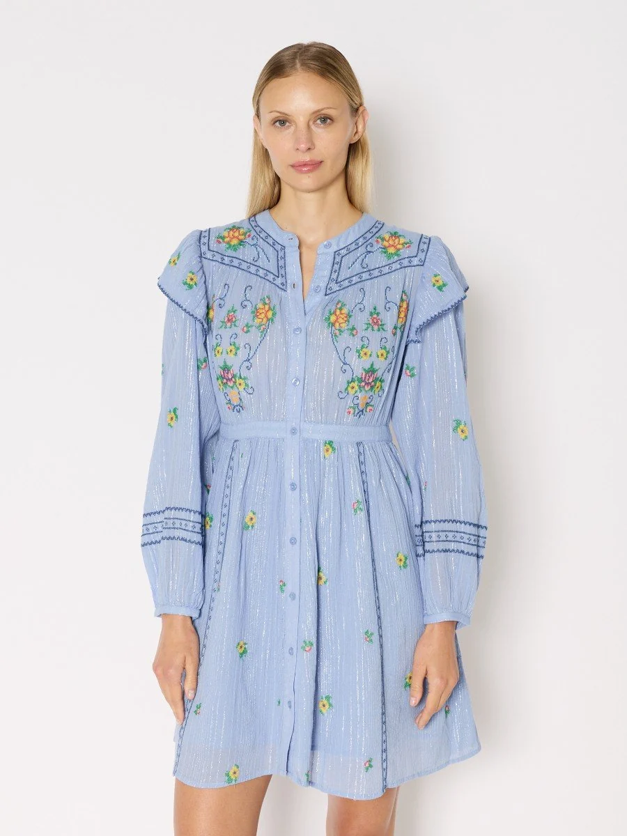 Berenice | Mosaic-Print Maxi Dress with Belt - Blue-Lavender
